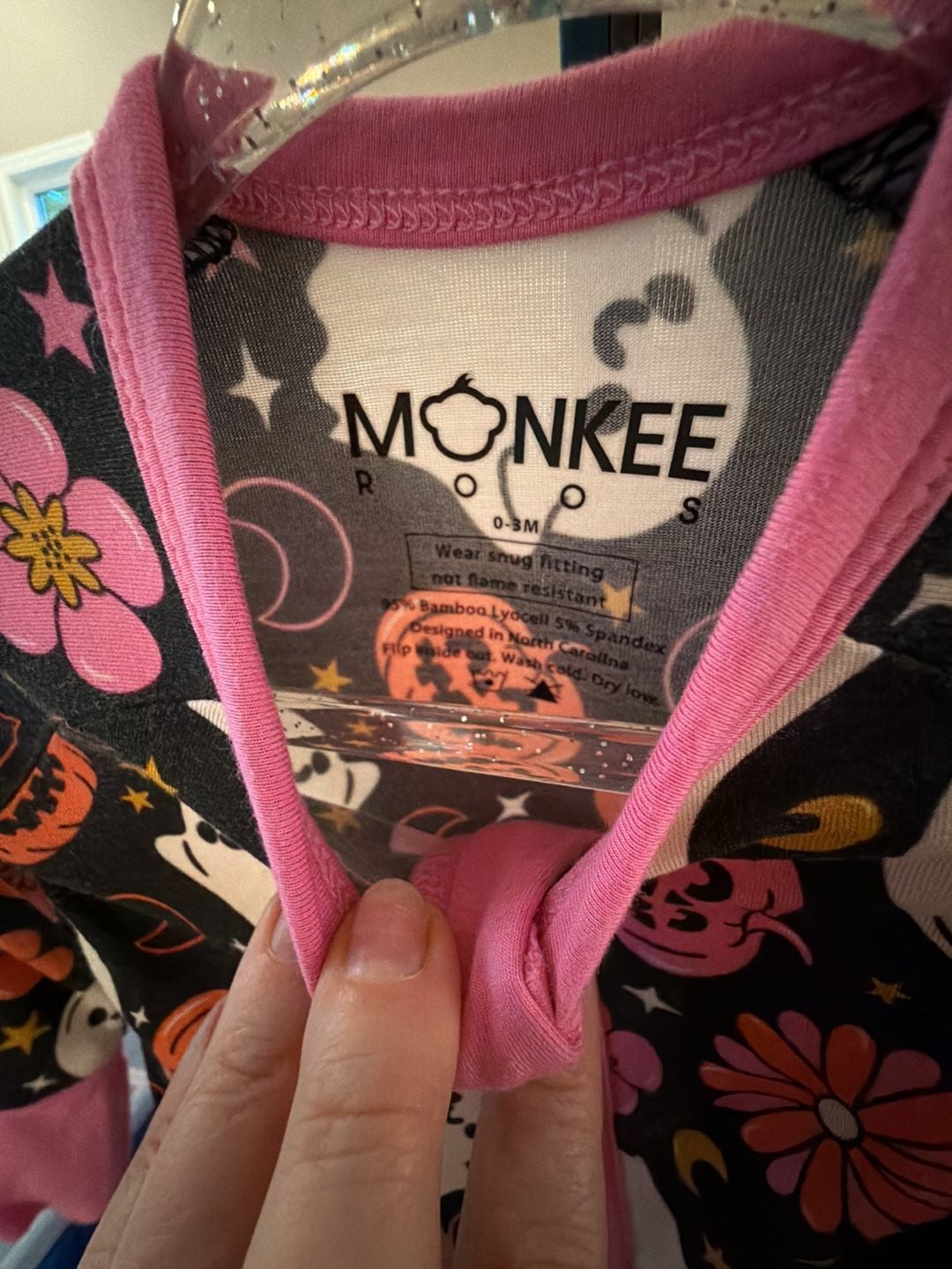 Monkee Roos Halloween Romper Size 0-3M Ghost Pumpkin Print Bamboo Zippy 3