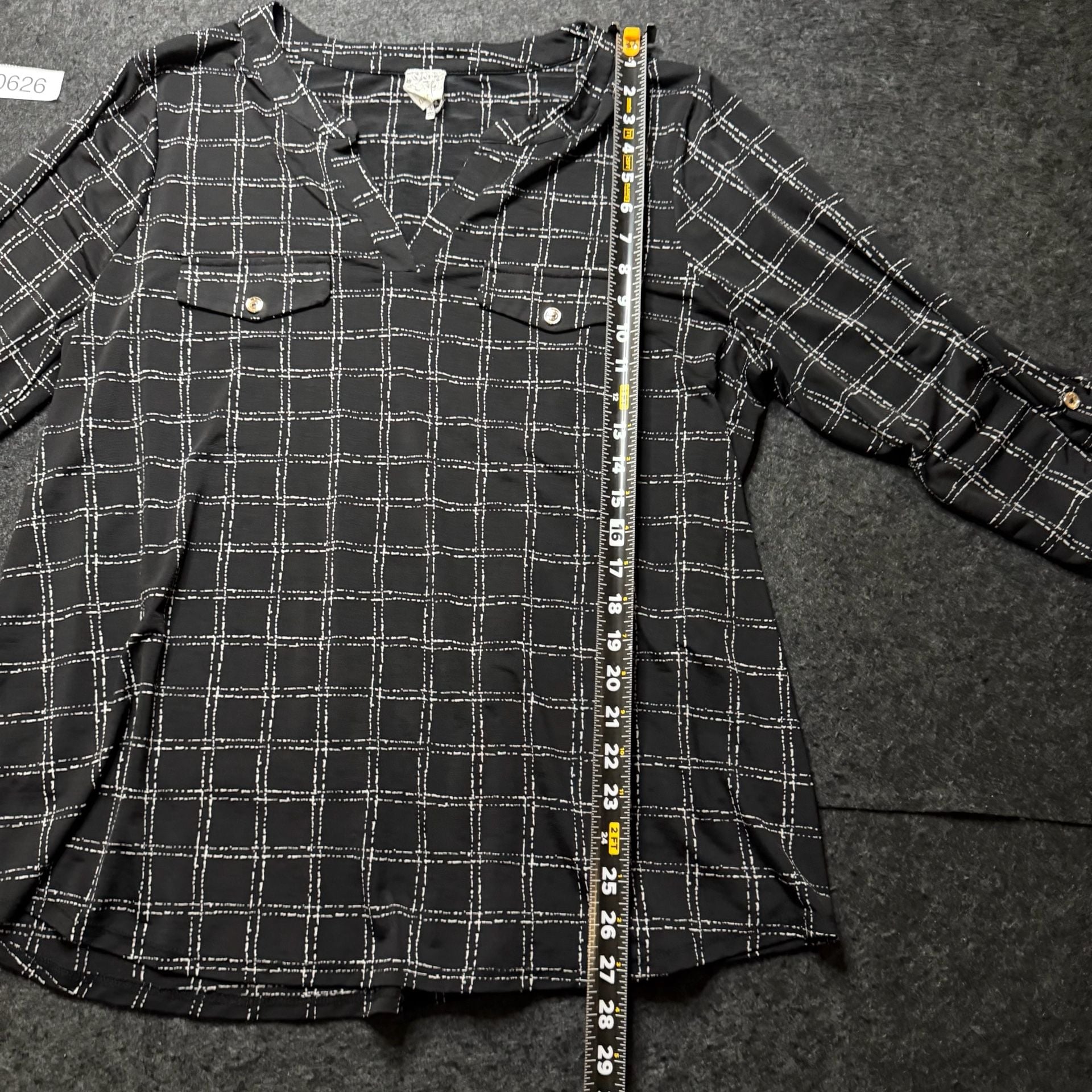 Nair Black White Plaid Blouse Top 5