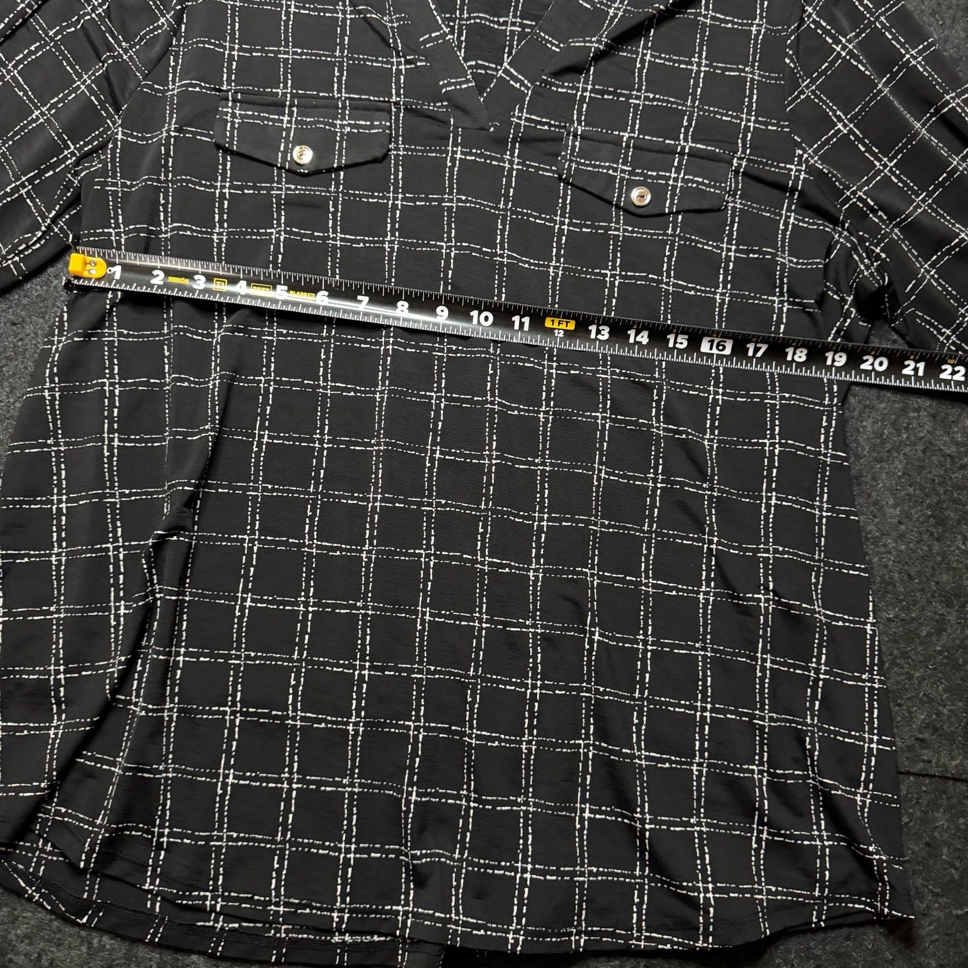 Nair Black White Plaid Blouse Top 6
