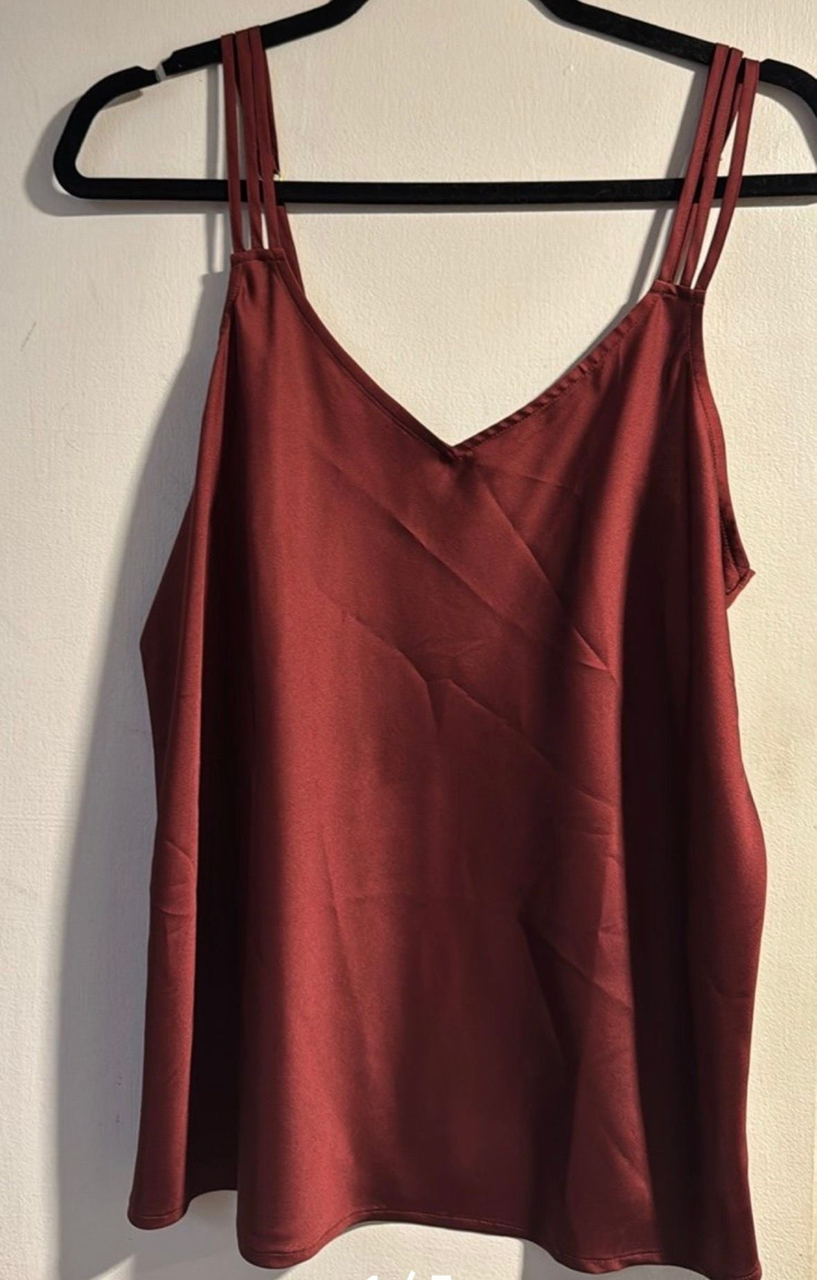 Soma Satin Cami Size M Burgundy Red Strappy V-Neck Tank Top NWT 2