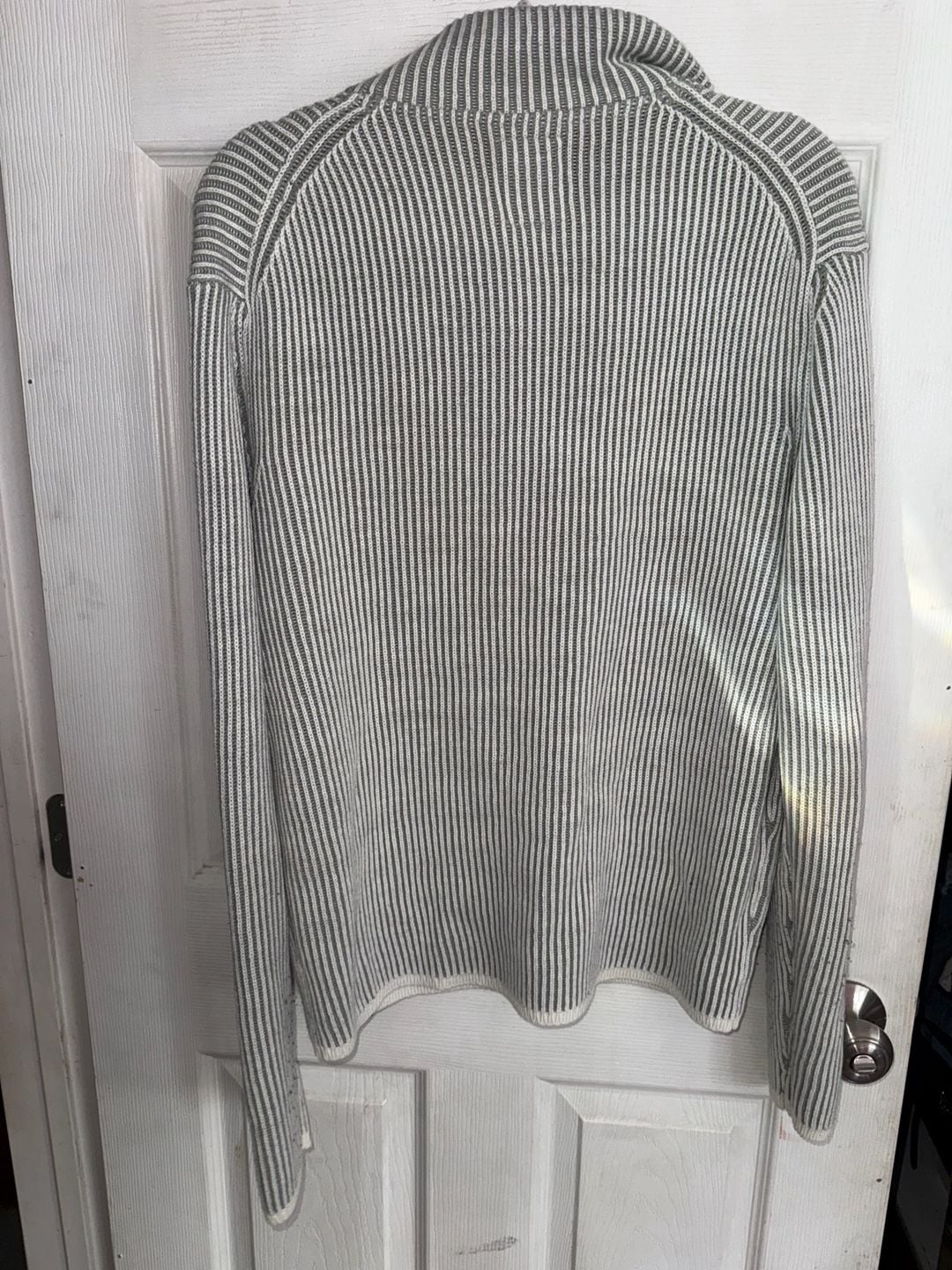 Xios New York 1/4 Zip Ribbed Sweater Size XL Gray White 5