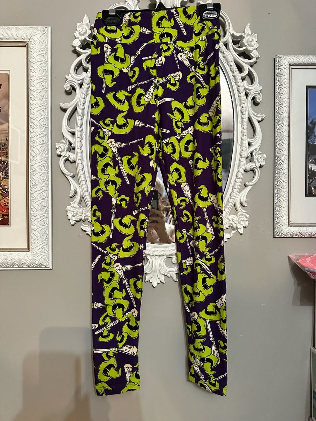 LuLaRoe Leggings Tween Purple Green Witch Hat Halloween 2