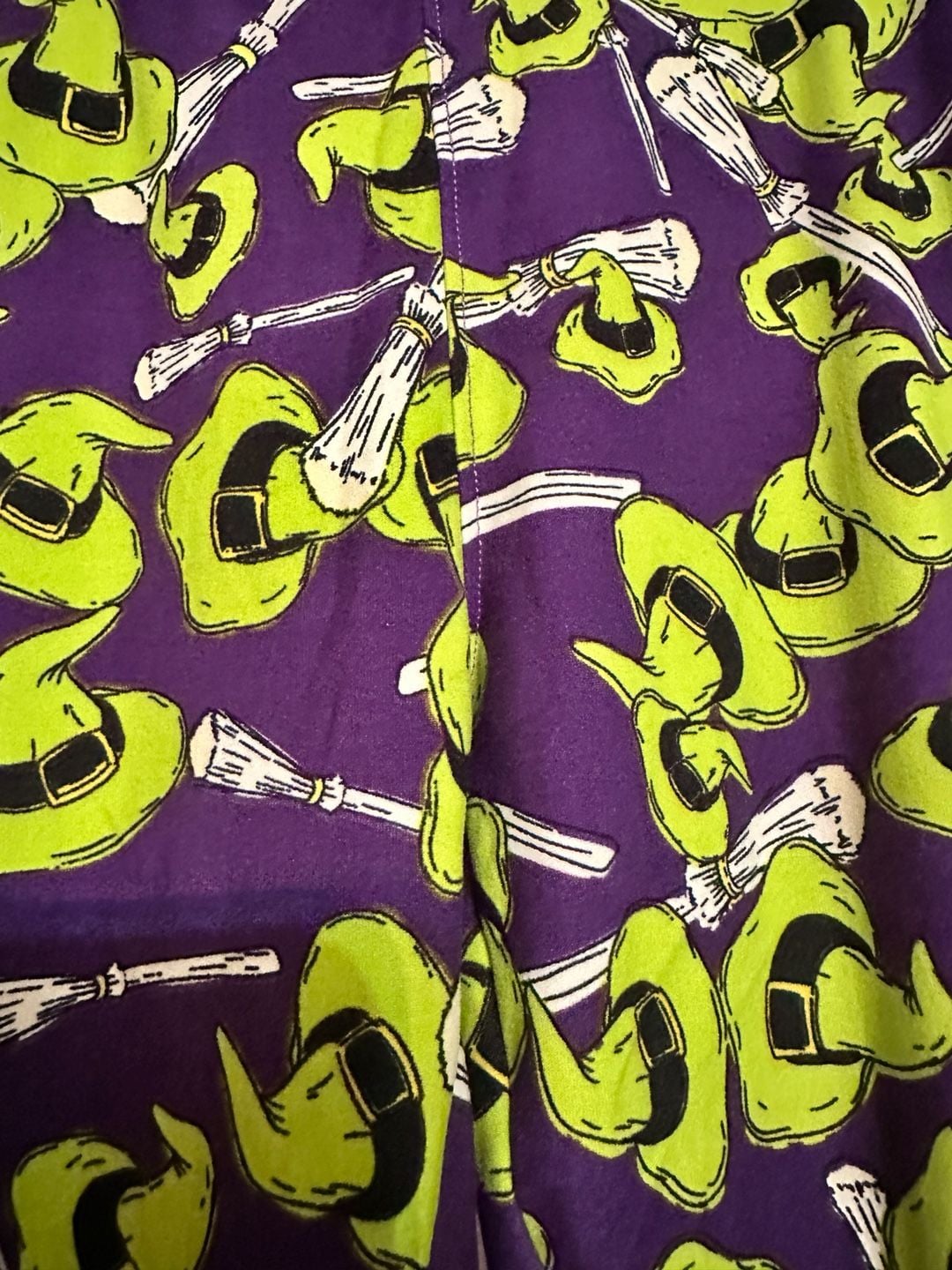 LuLaRoe Leggings Tween Purple Green Witch Hat Halloween 3
