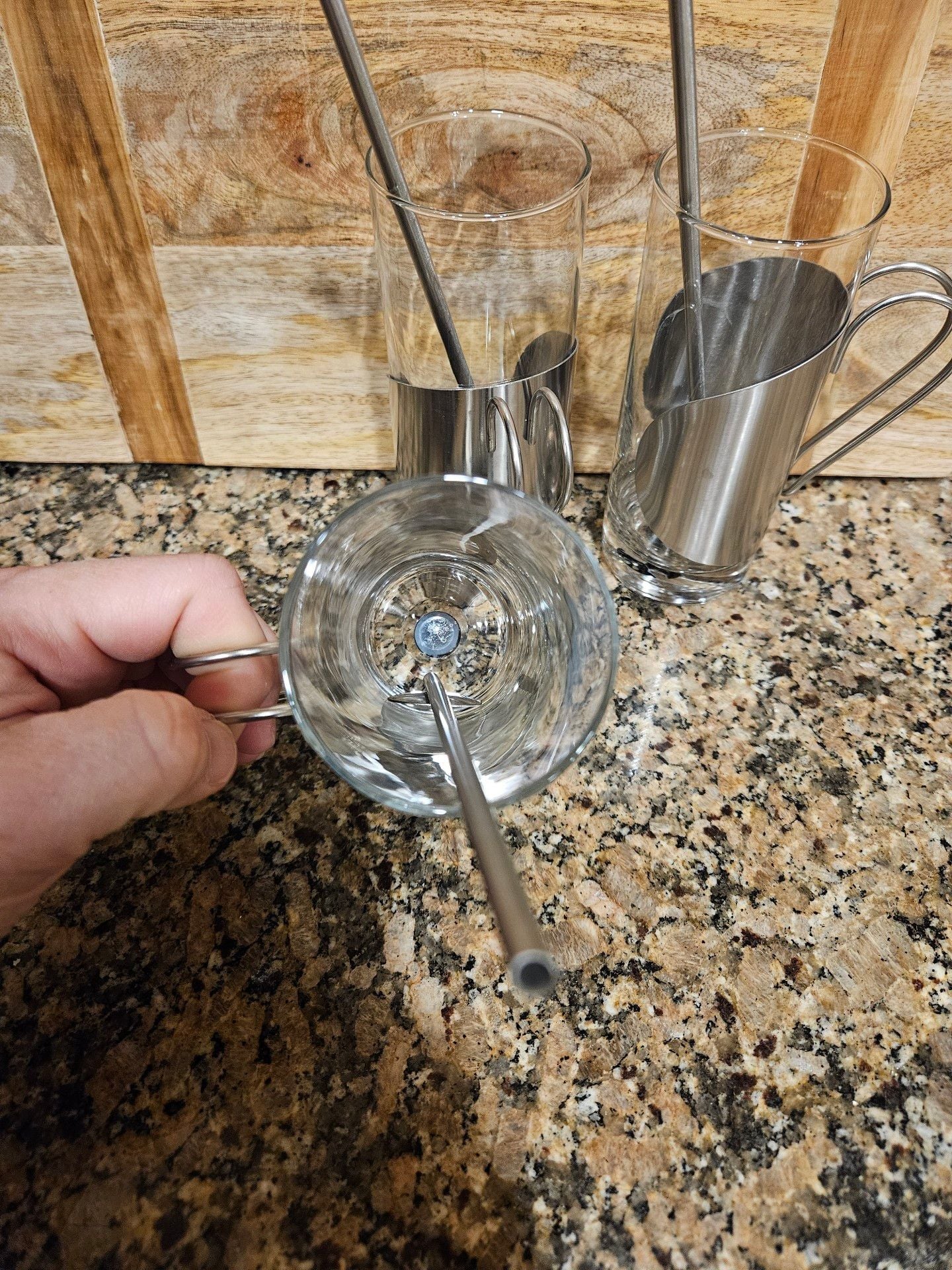 Sagaform Irish Coffee Glasses Set of 3 Stainless Steel Spoon Straws Swedish 2