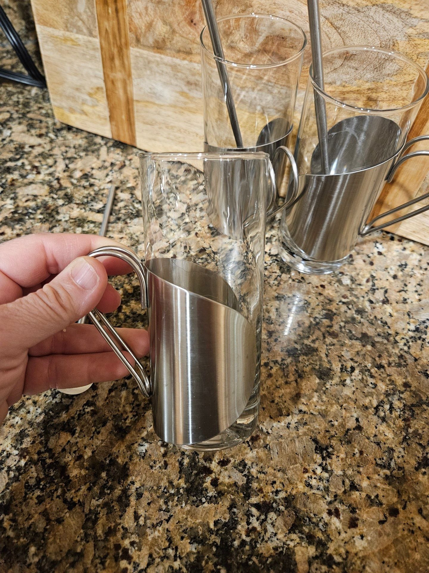Sagaform Irish Coffee Glasses Set of 3 Stainless Steel Spoon Straws Swedish 3