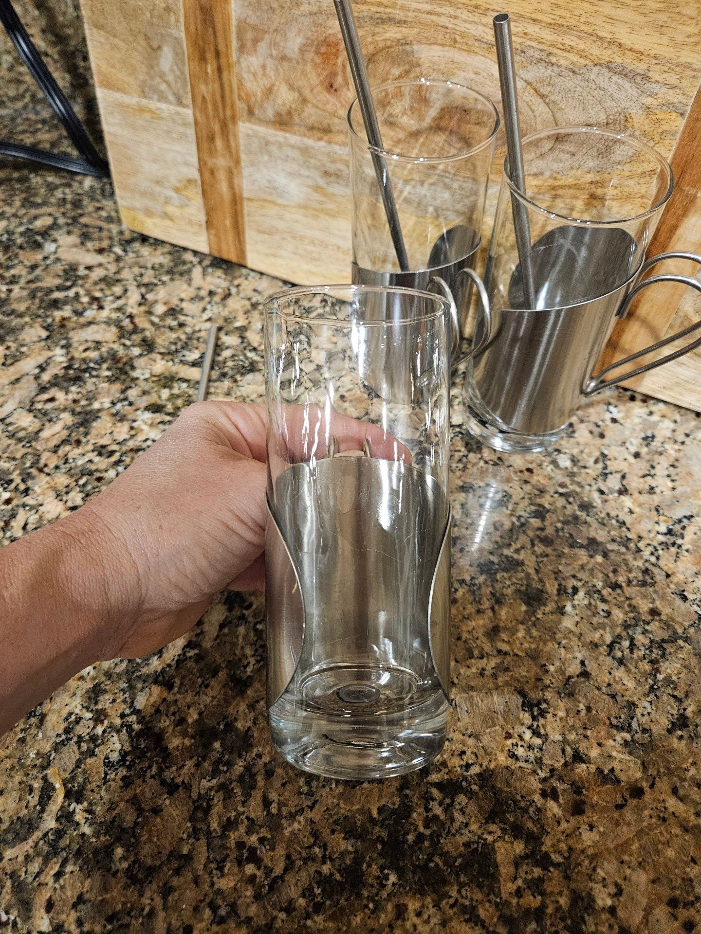 Sagaform Irish Coffee Glasses Set of 3 Stainless Steel Spoon Straws Swedish 4