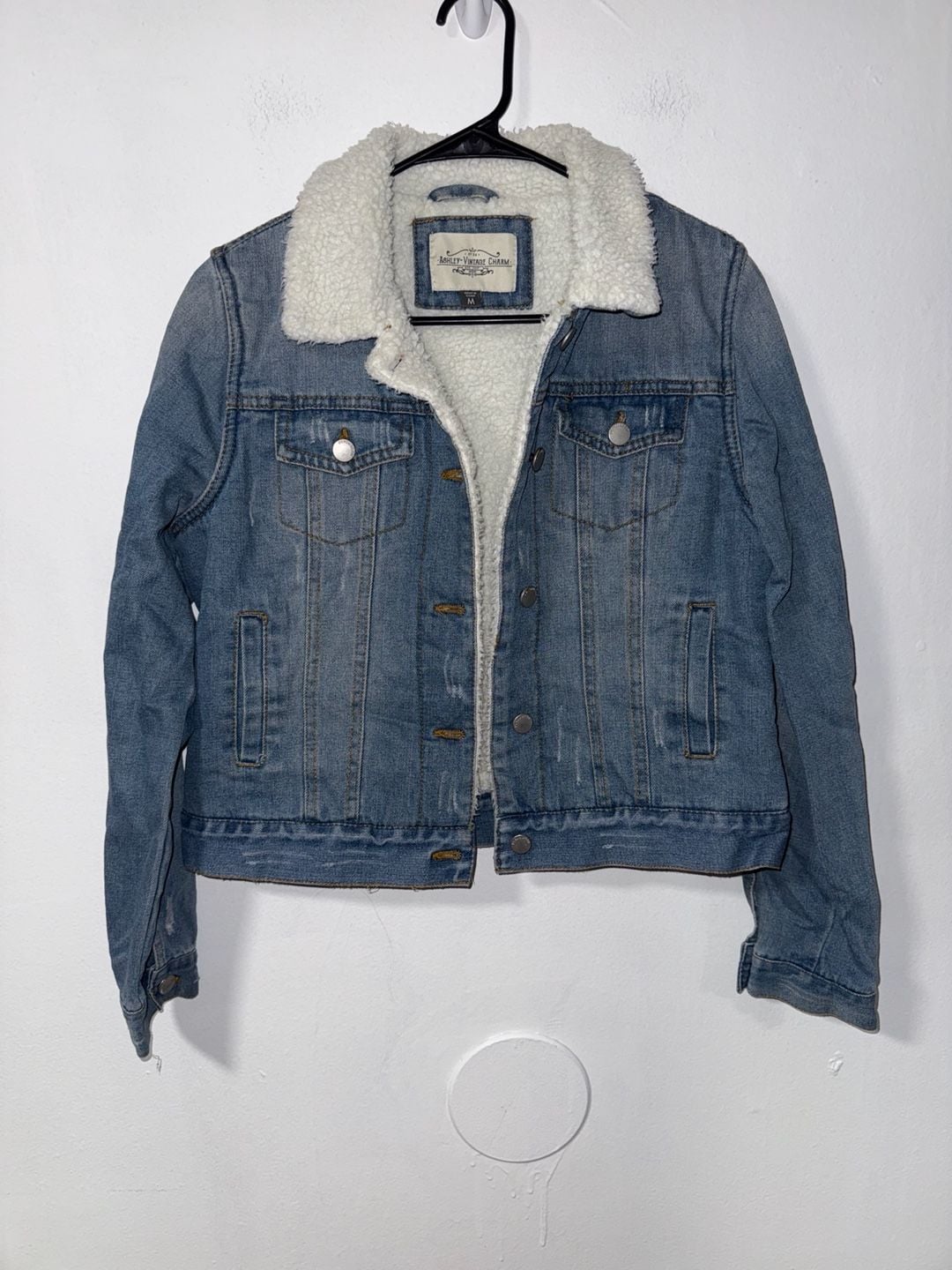 Ashley Vintage Charm Sherpa Denim Jacket Size M 2