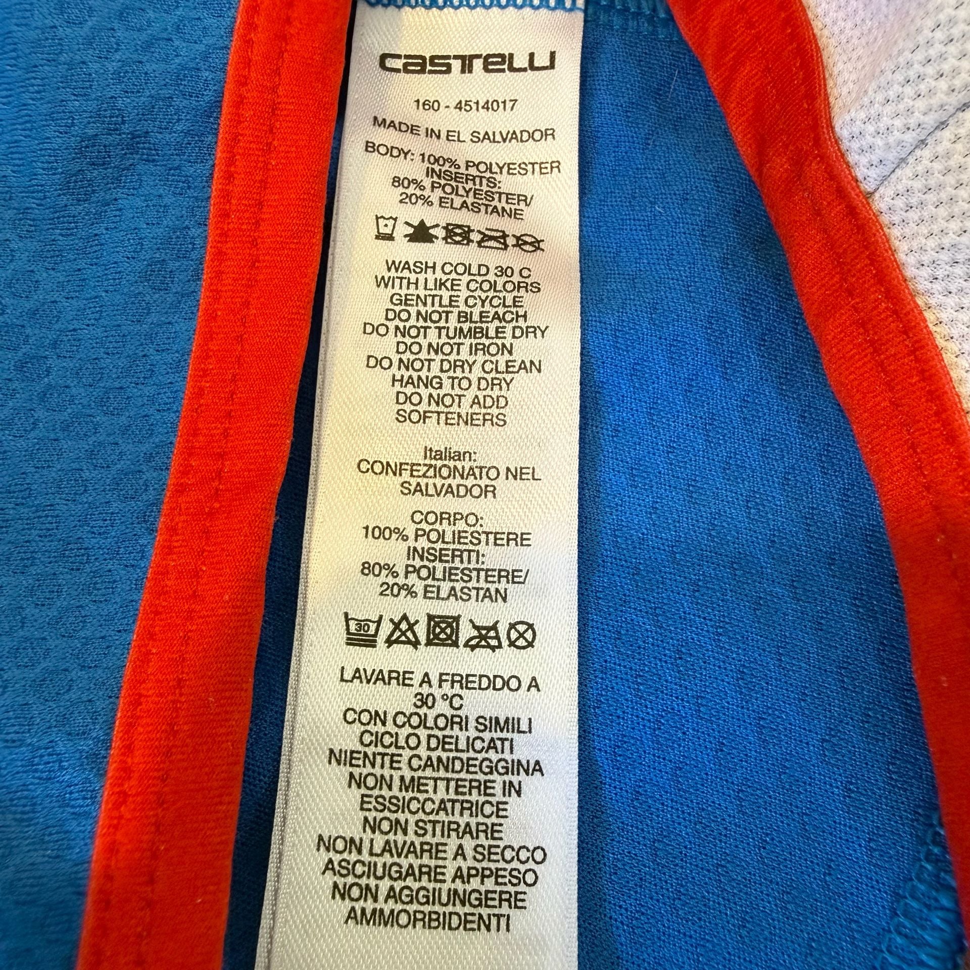 Castelli Entrata Cycling Jersey Mens XL Blue White Full Zip Short Sleeve Bike 7