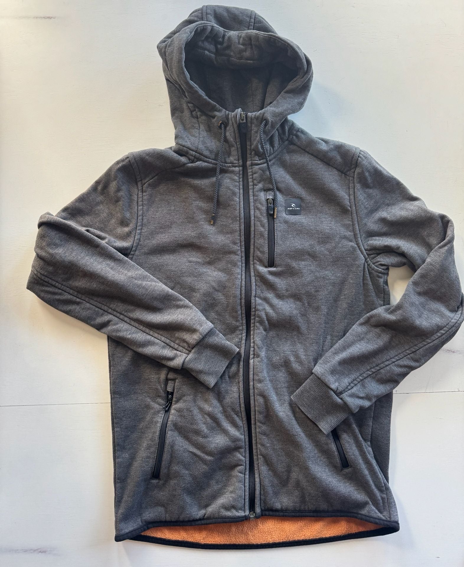 Rip Curl Anti Series Hooded Jacket Size S Gray Fleece Lined 2