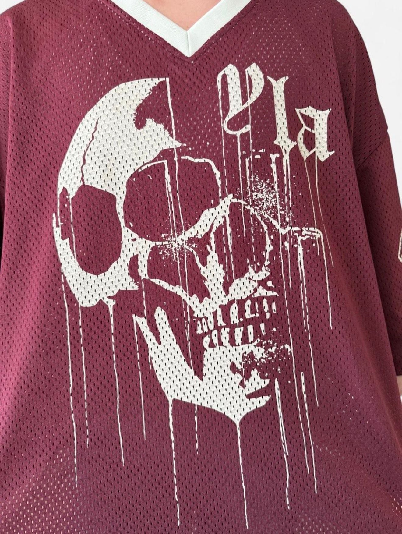 YoungLA 4015 Drippy Skull Jersey Size XXL Burgundy Mesh 3