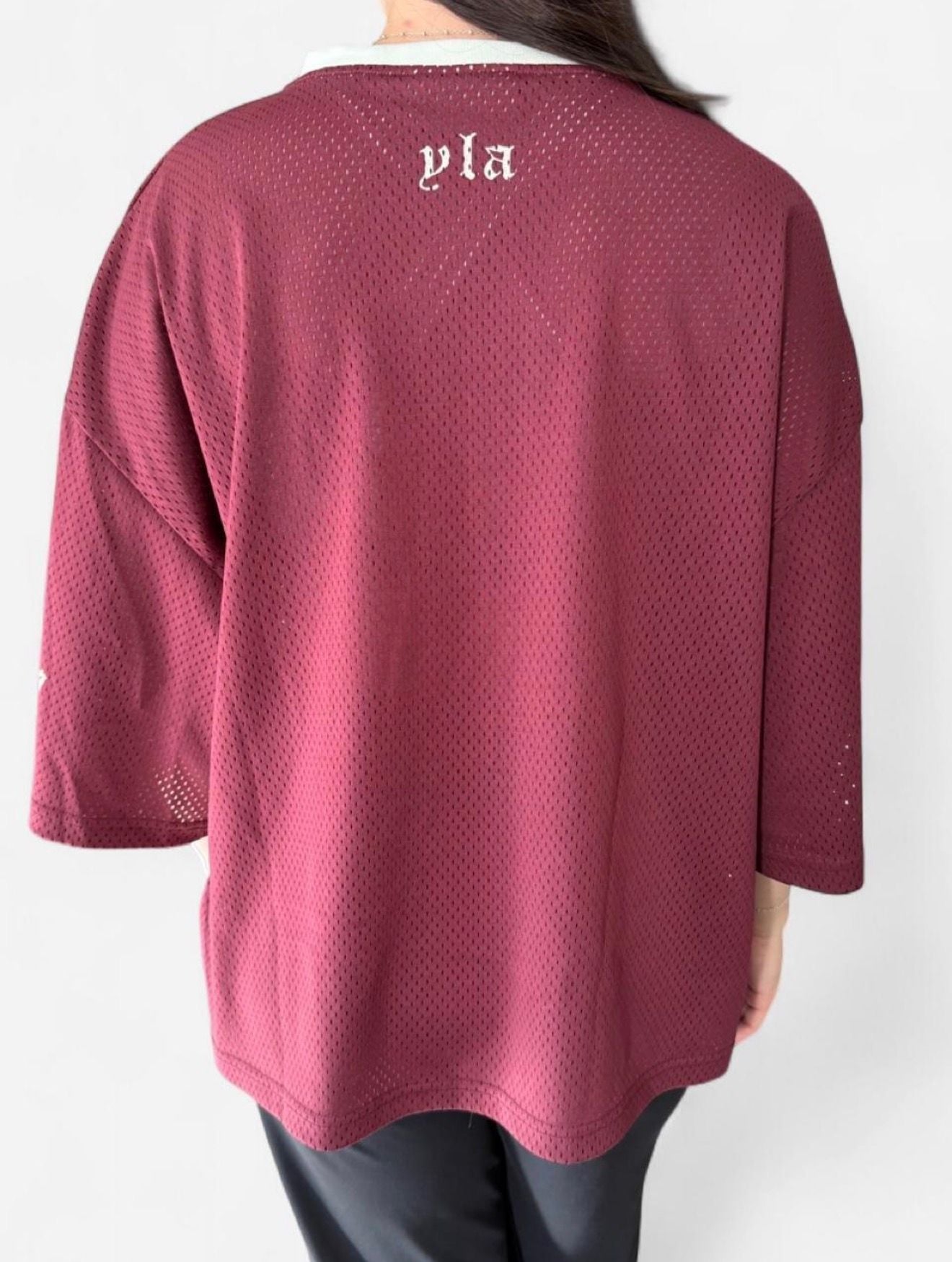 YoungLA 4015 Drippy Skull Jersey Size XXL Burgundy Mesh 4