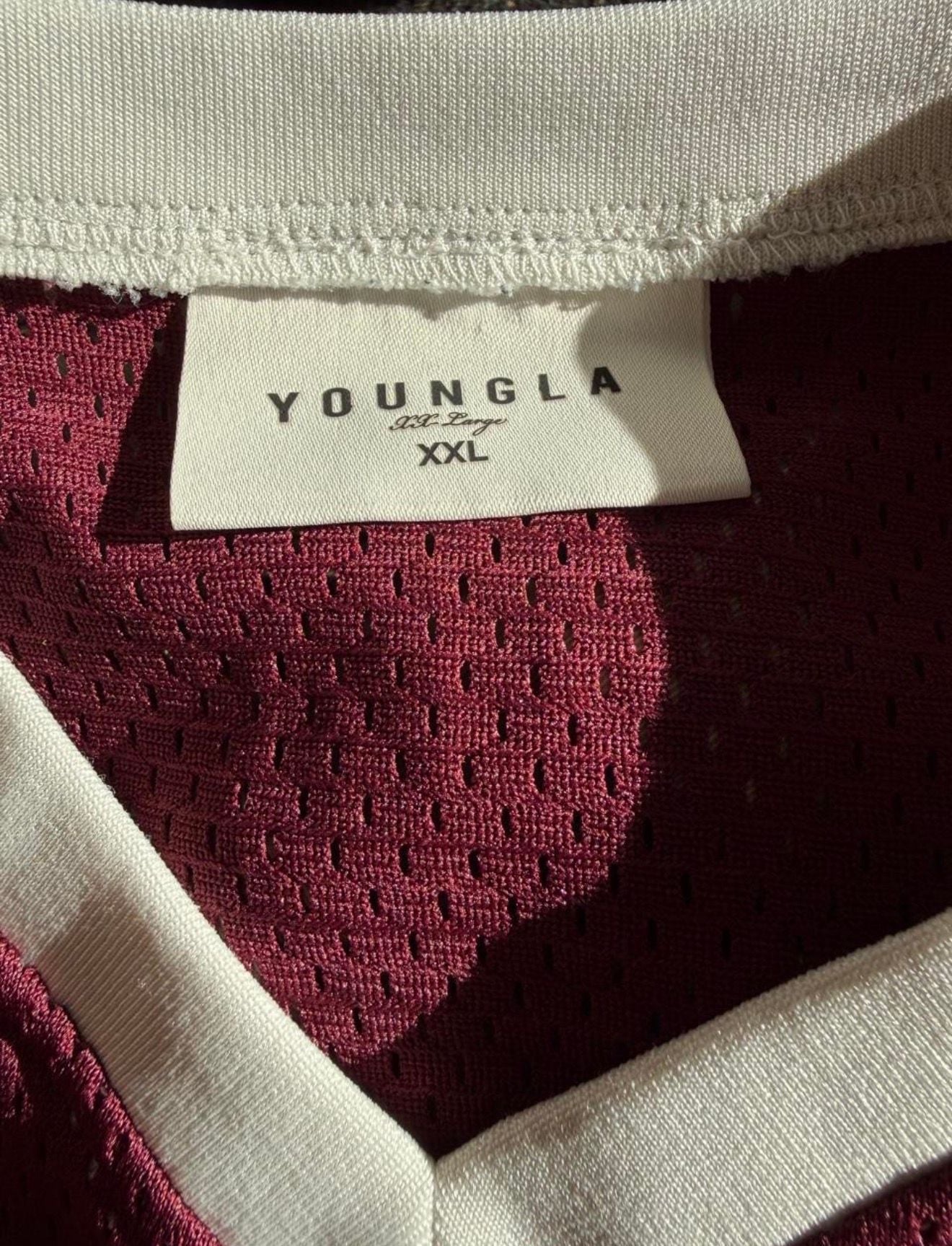 YoungLA 4015 Drippy Skull Jersey Size XXL Burgundy Mesh 6