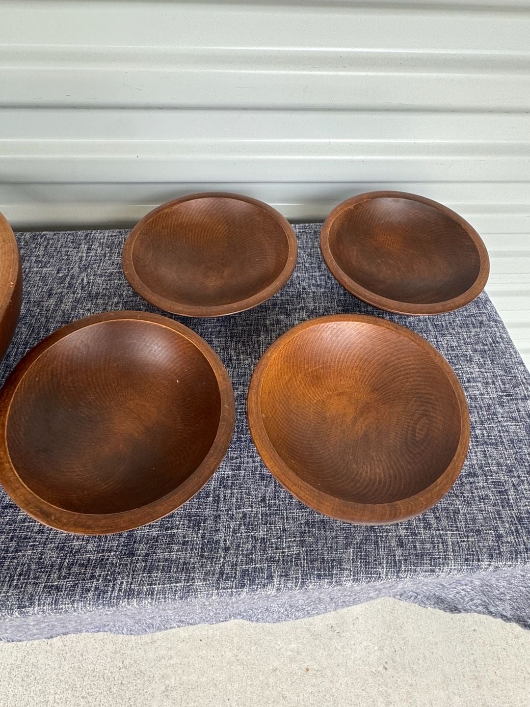 Vintage 9 Piece Wood Salad Bowl Set 2