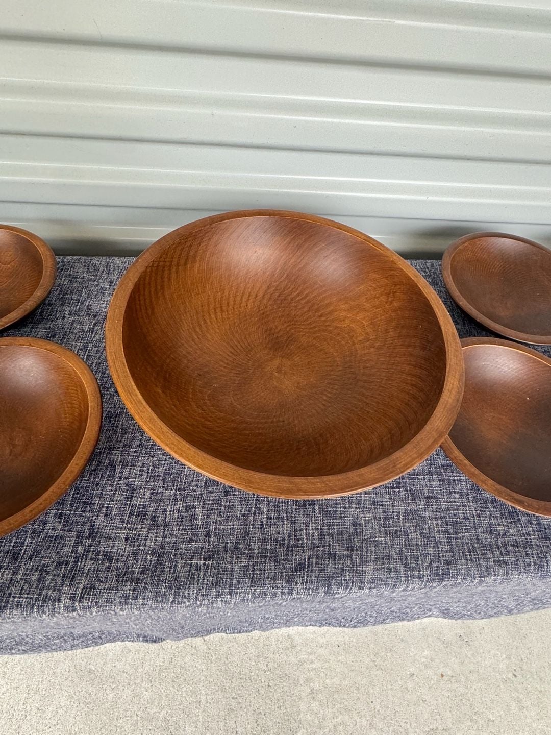 Vintage 9 Piece Wood Salad Bowl Set 3