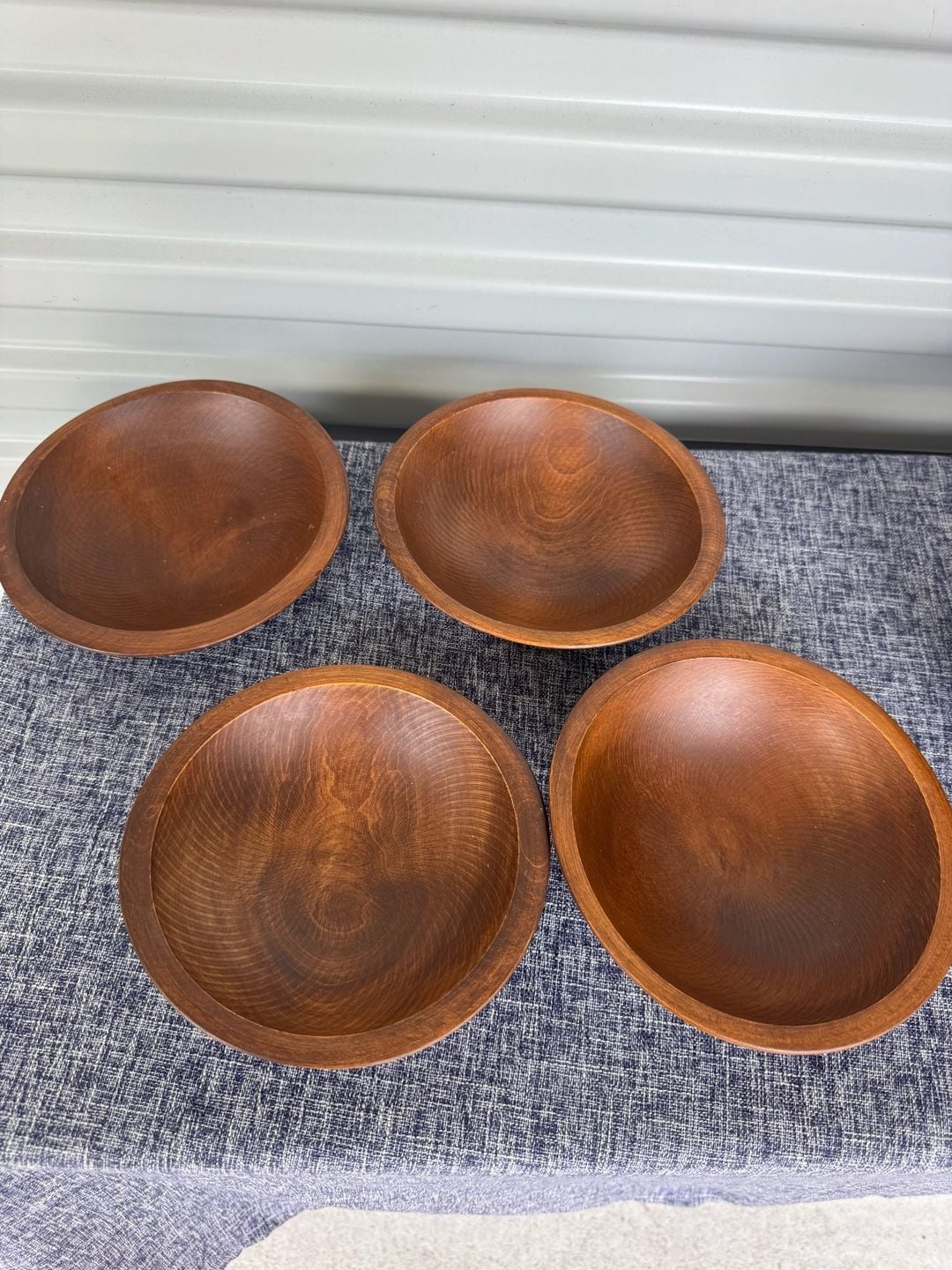 Vintage 9 Piece Wood Salad Bowl Set 4
