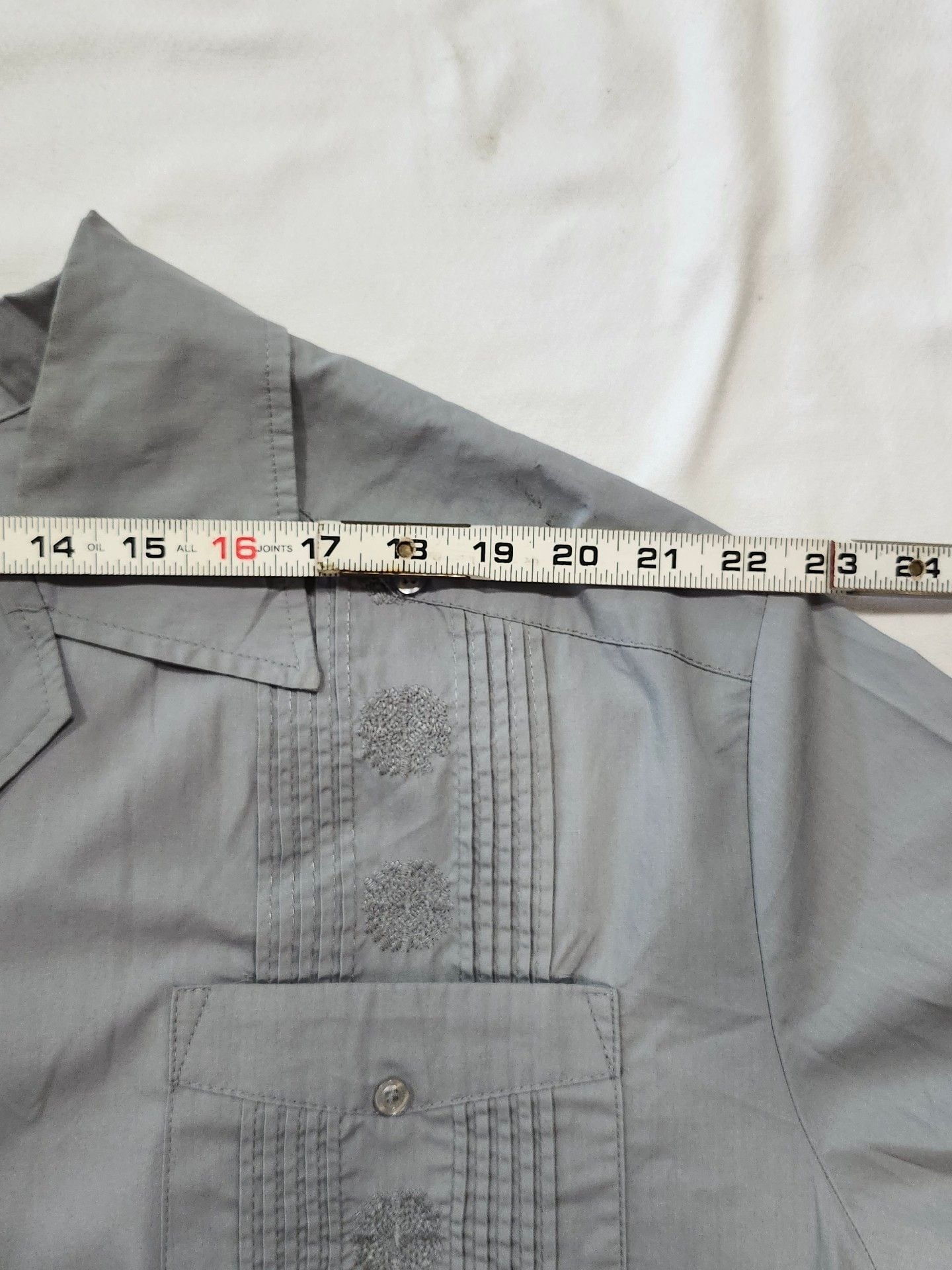 KS Island Button Down Shirt Size 3XL Gray Short Sleeve Guayabera 5