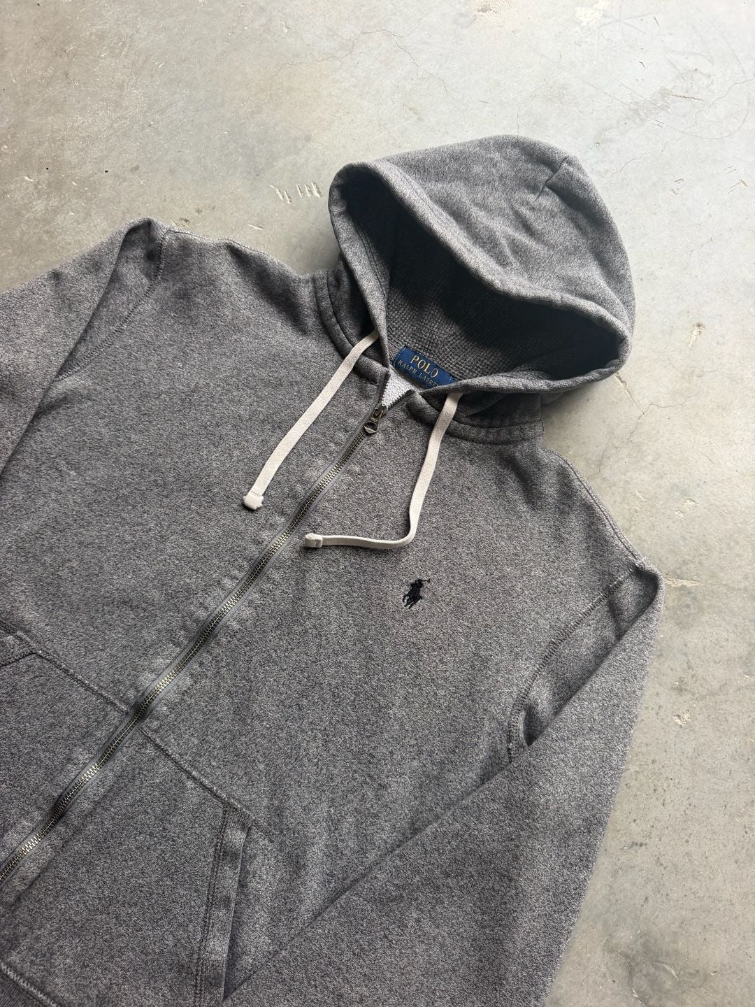 Polo Ralph Lauren Full Zip Hoodie Size M Grey Thermal Lined Hood 3