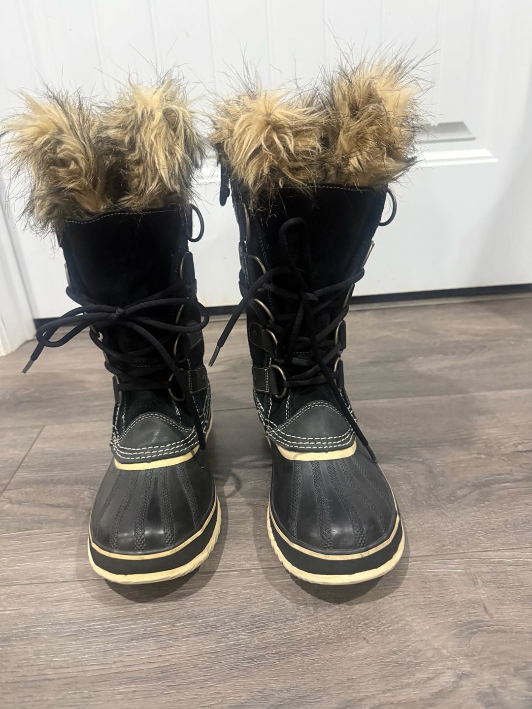 SOREL Joan of Arctic Black Suede Faux Fur Winter Snow Boots Women’s Size 8 3