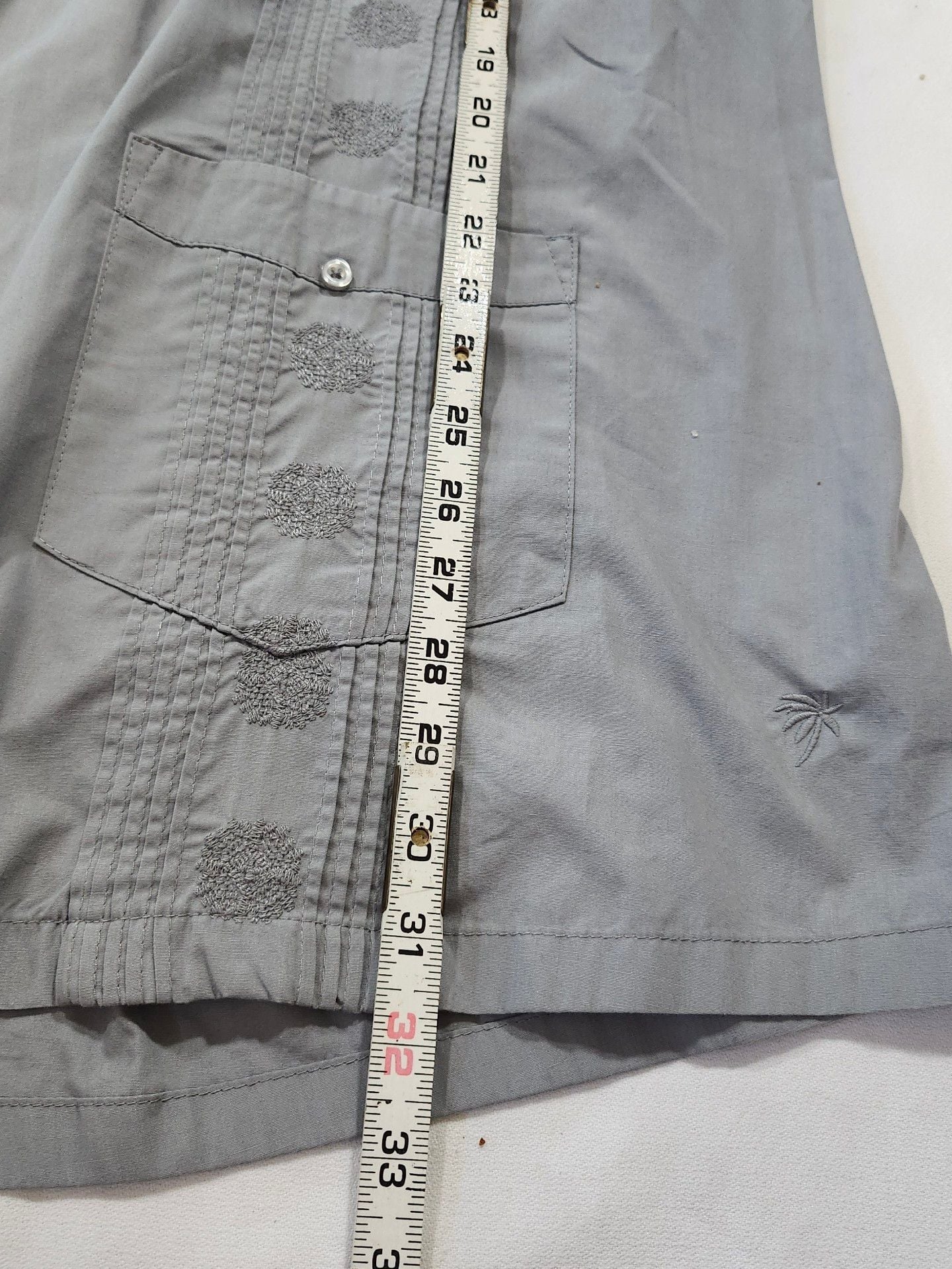 KS Island Button Down Shirt Size 3XL Gray Short Sleeve Guayabera 6