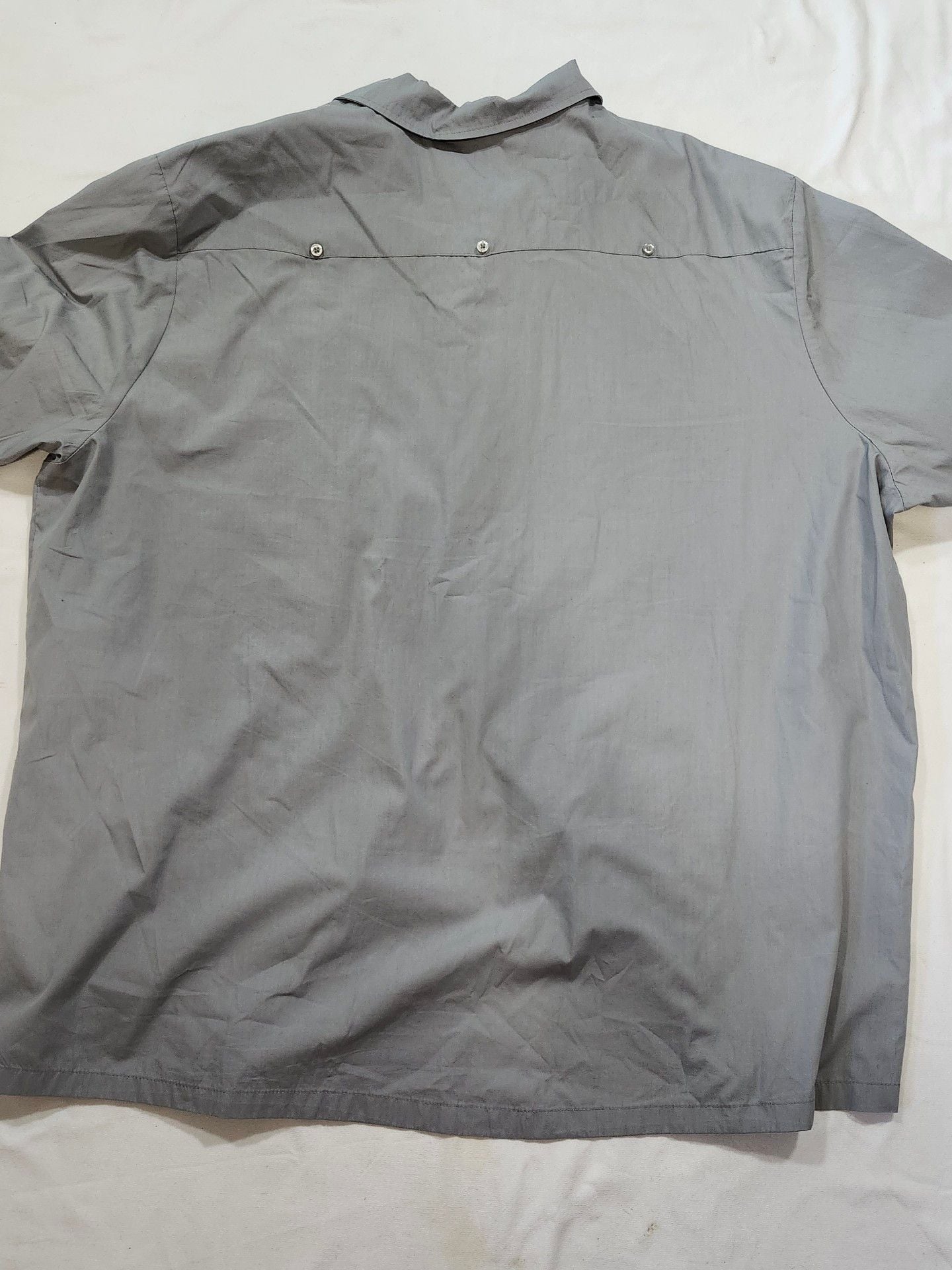 KS Island Button Down Shirt Size 3XL Gray Short Sleeve Guayabera 8