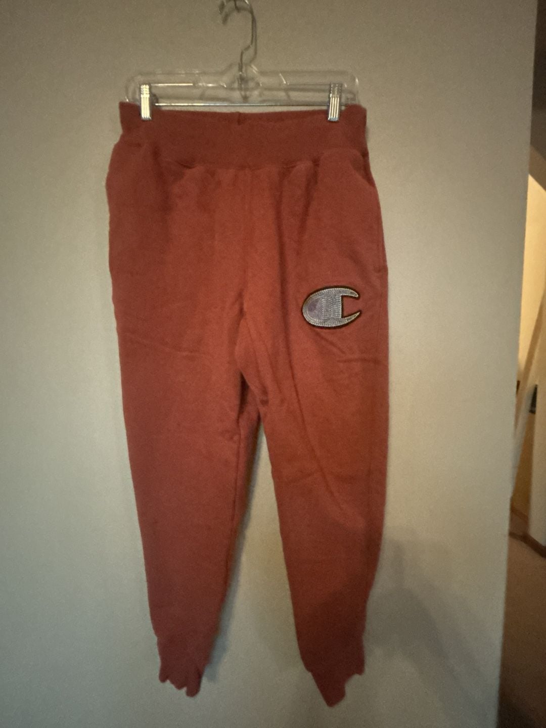 Champion Reverse Weave Sweatpants Size Medium Red Joggers Embroidered Logo 2