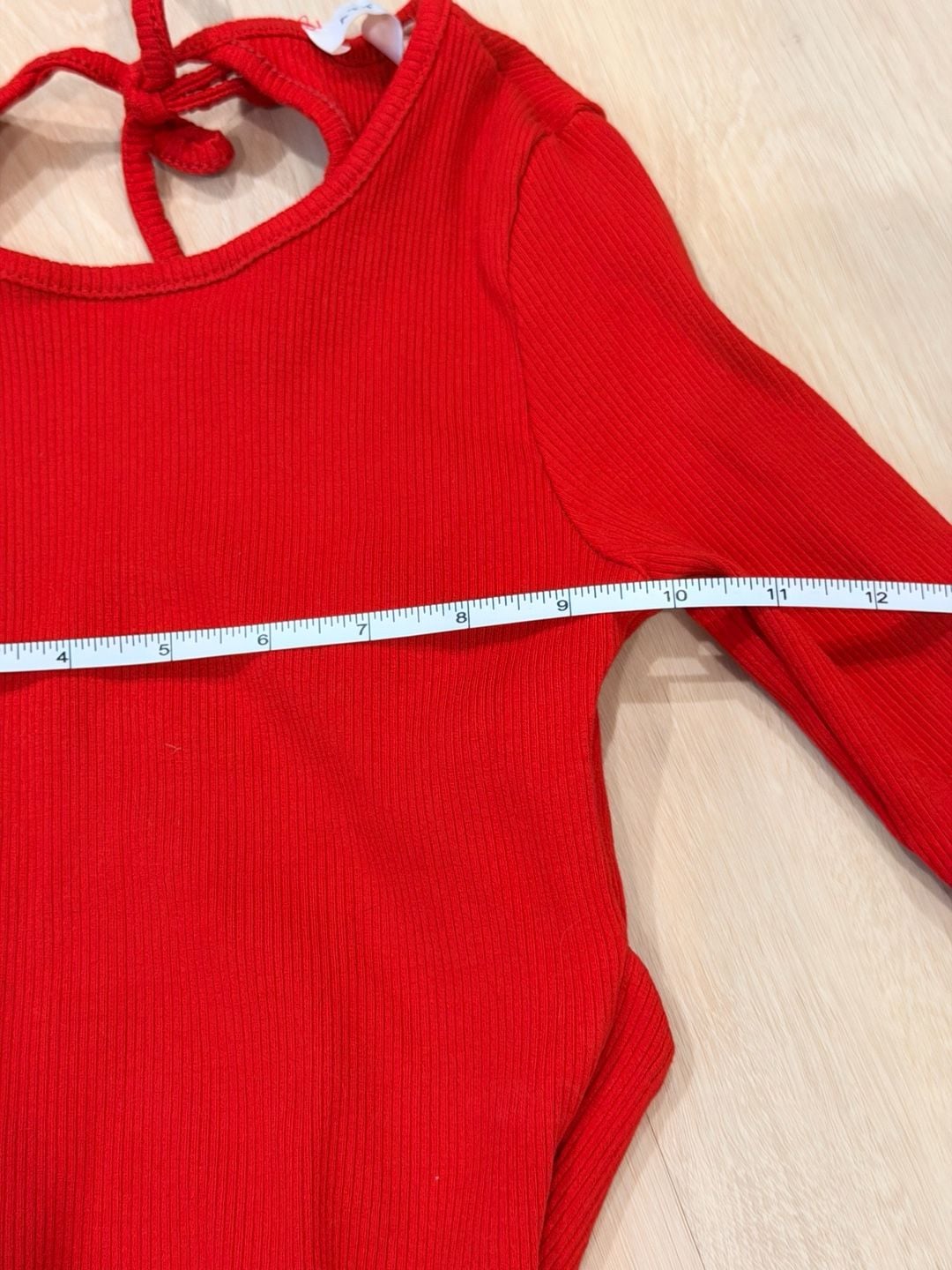 Attirance Long Sleeve Crop Top Red Ribbed Backless Open Back 5