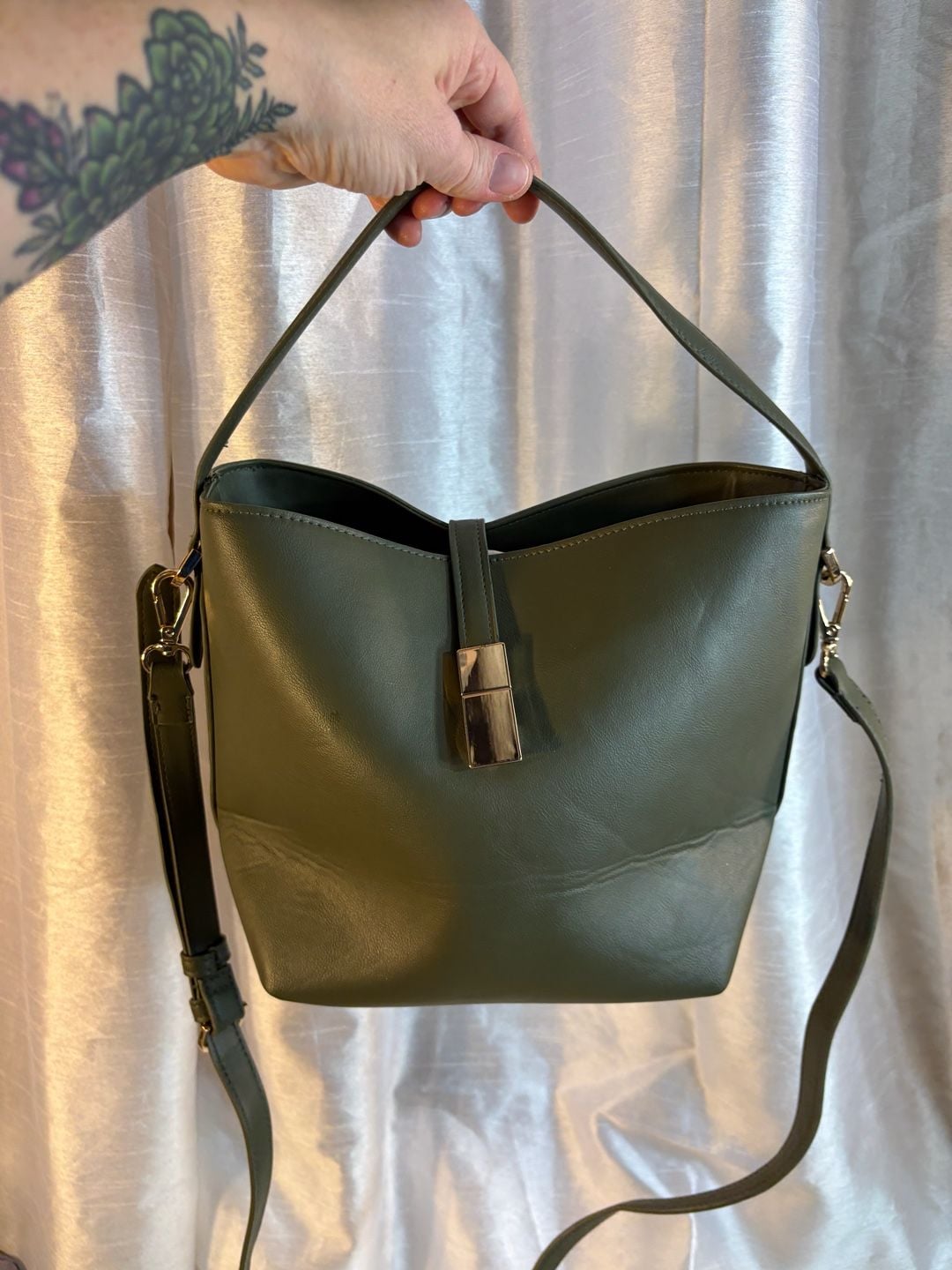 A New Day Olive Green Crossbody Bucket Bag 3