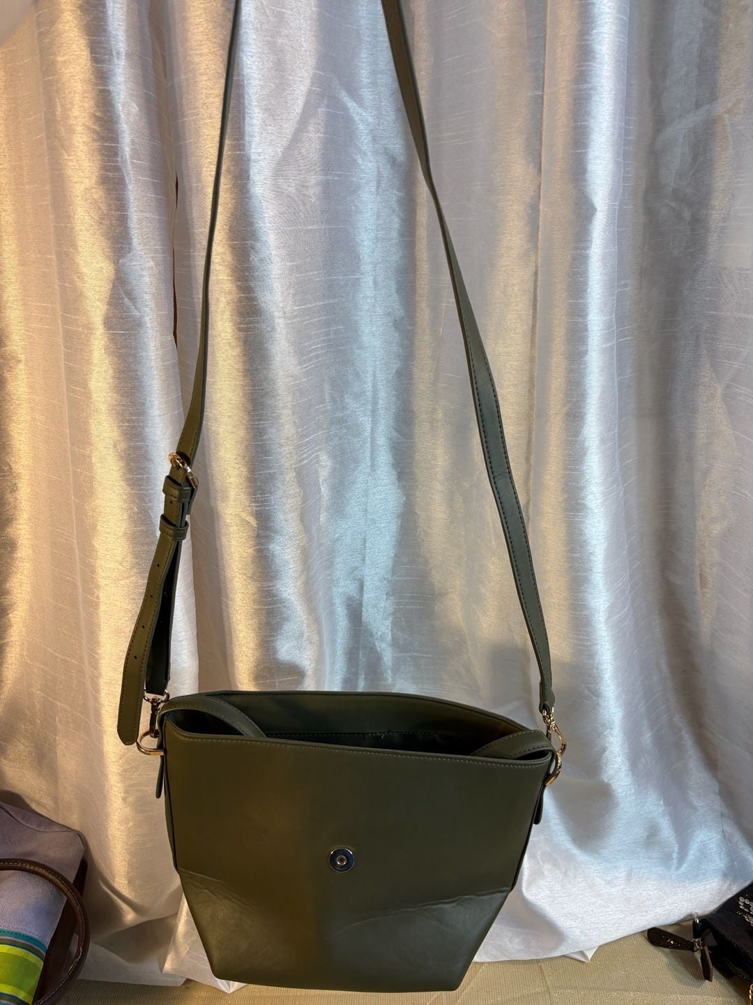 A New Day Olive Green Crossbody Bucket Bag 7