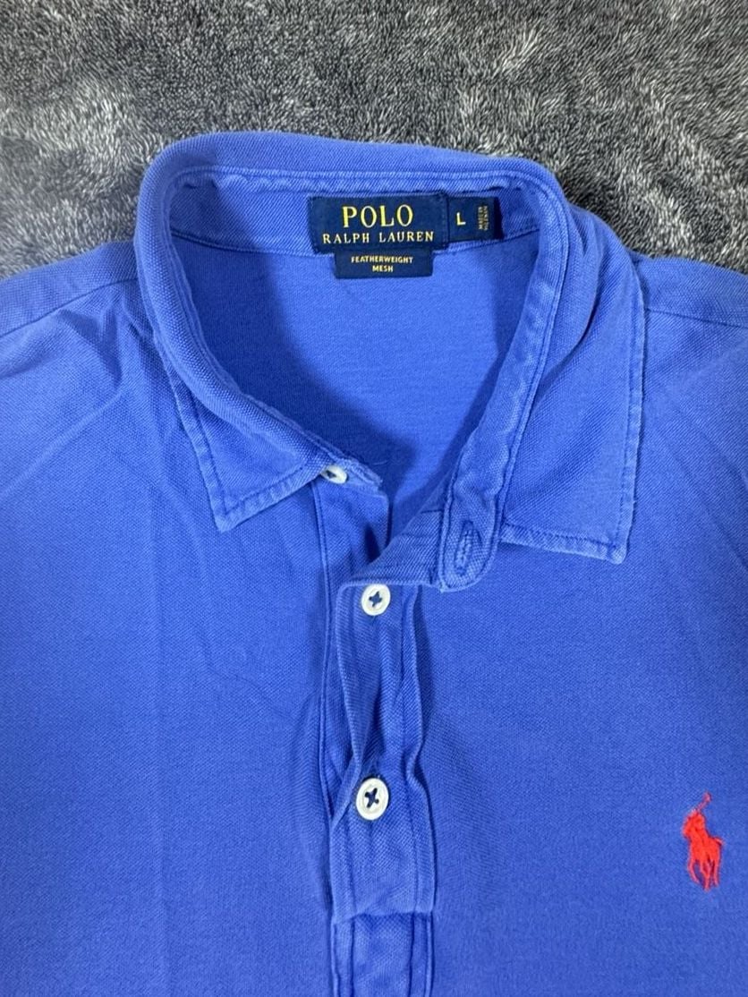 Polo Ralph Lauren Featherweight Mesh Polo Shirt Size L Blue 2