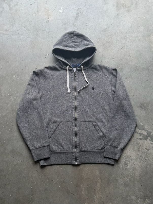Polo Ralph Lauren Full Zip Hoodie Size M Grey Thermal Lined Hood 2