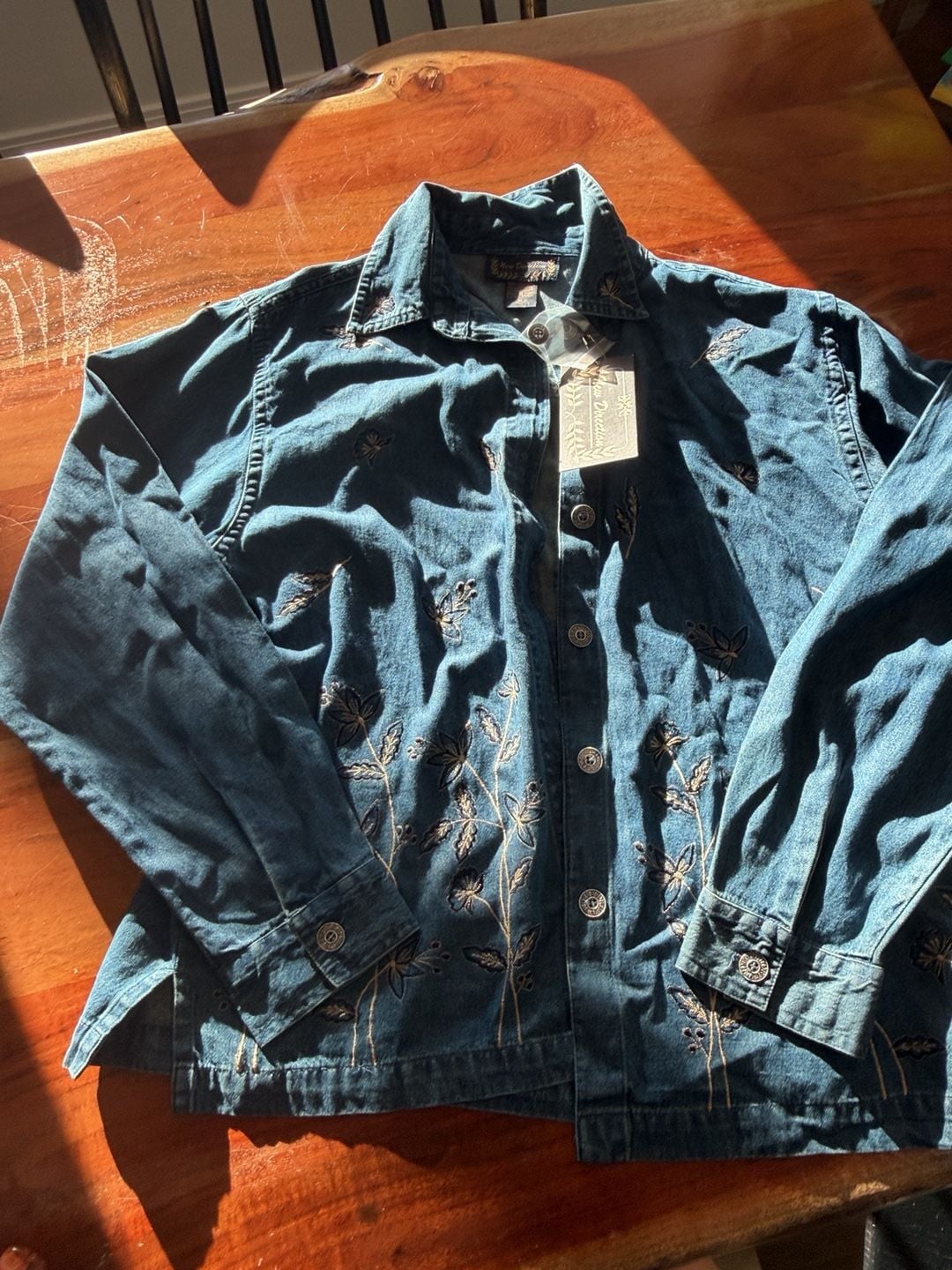 New Direction Embroidered Denim Jacket Size M 4