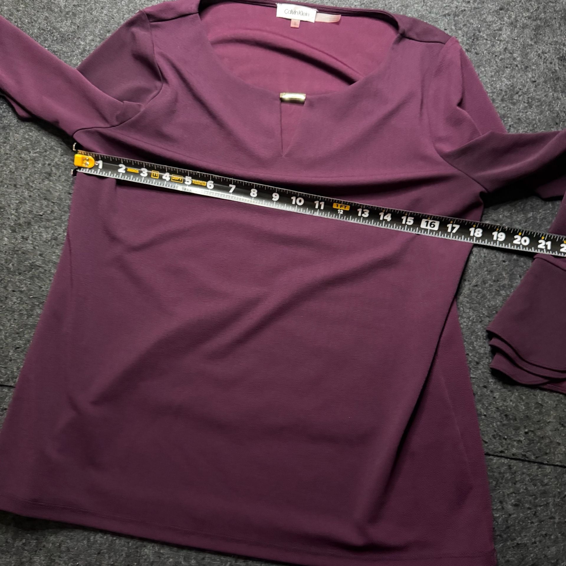Calvin Klein Long Sleeve Blouse Size M Purple Bell Flare Cuff Top 6
