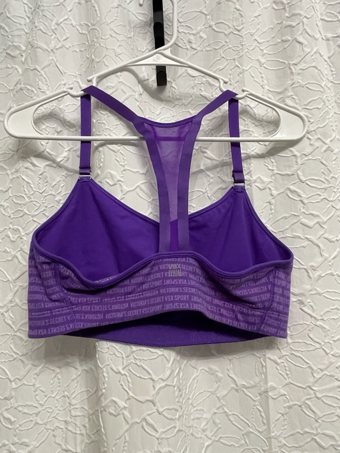 Victorias Secret VSX Sport The Player Purple Logo Racerback Sports Bra Large 3