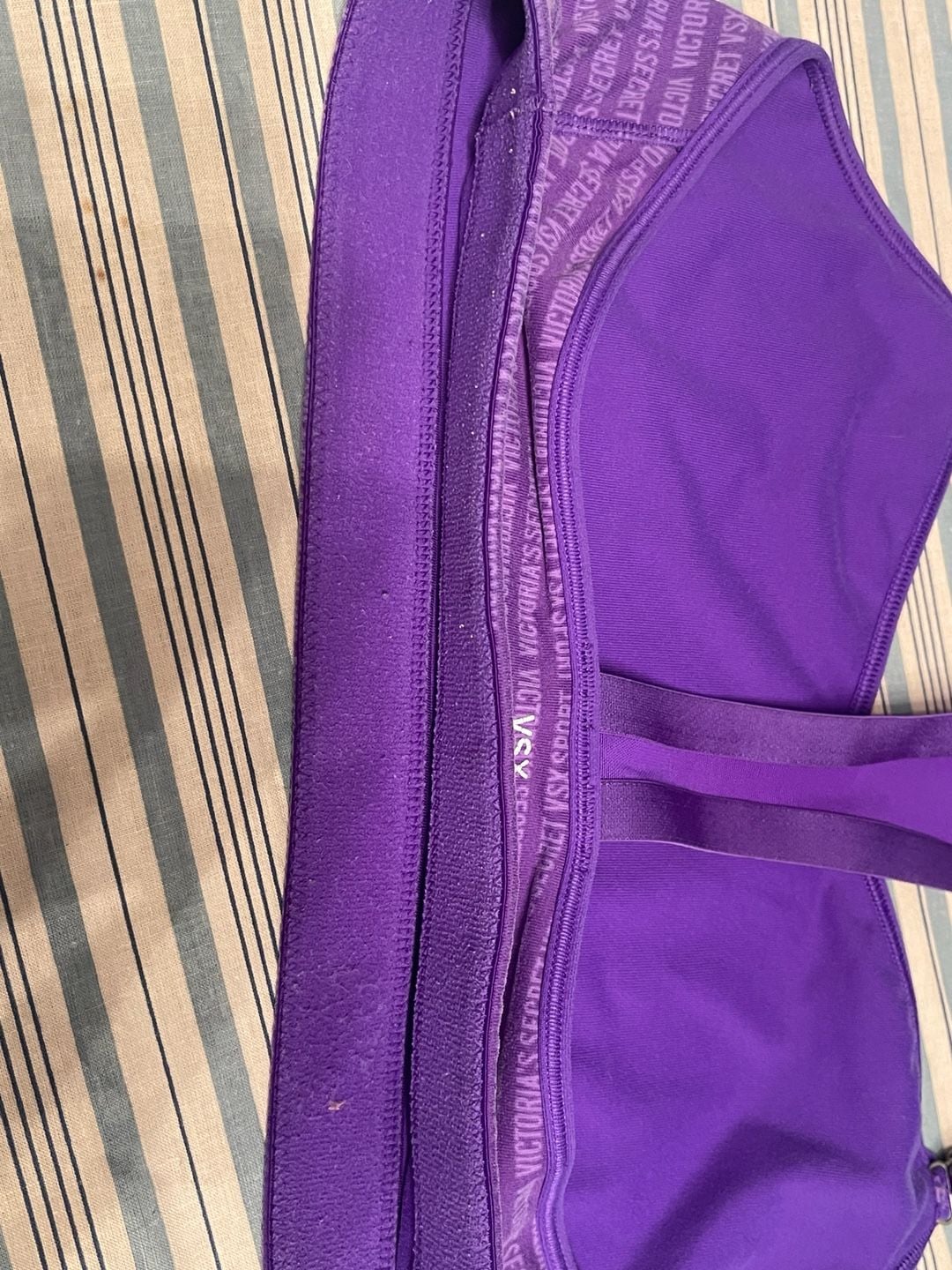 Victorias Secret VSX Sport The Player Purple Logo Racerback Sports Bra Large 5