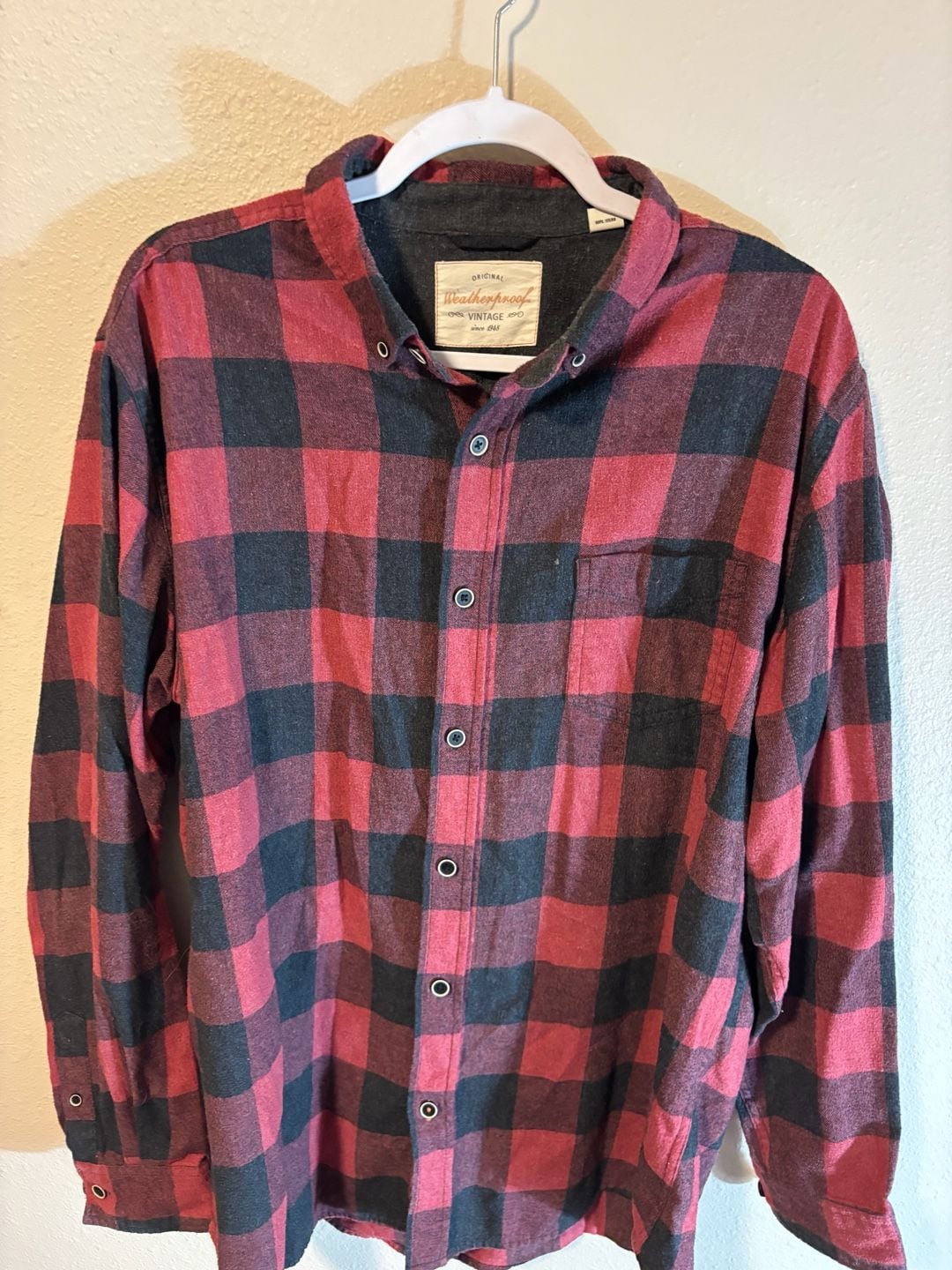 Weatherproof Vintage Flannel Shirt Size XL Red Black Buffalo Plaid 2