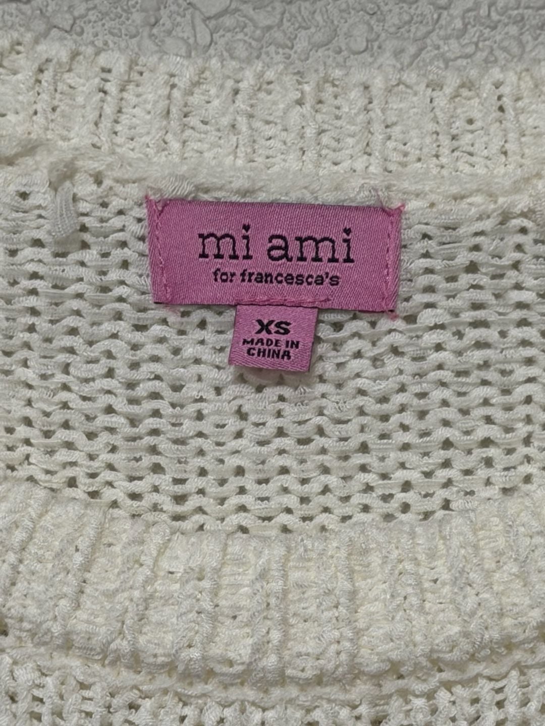 mi ami for francesca's US Flag Sweater Size XS White Red Blue 3