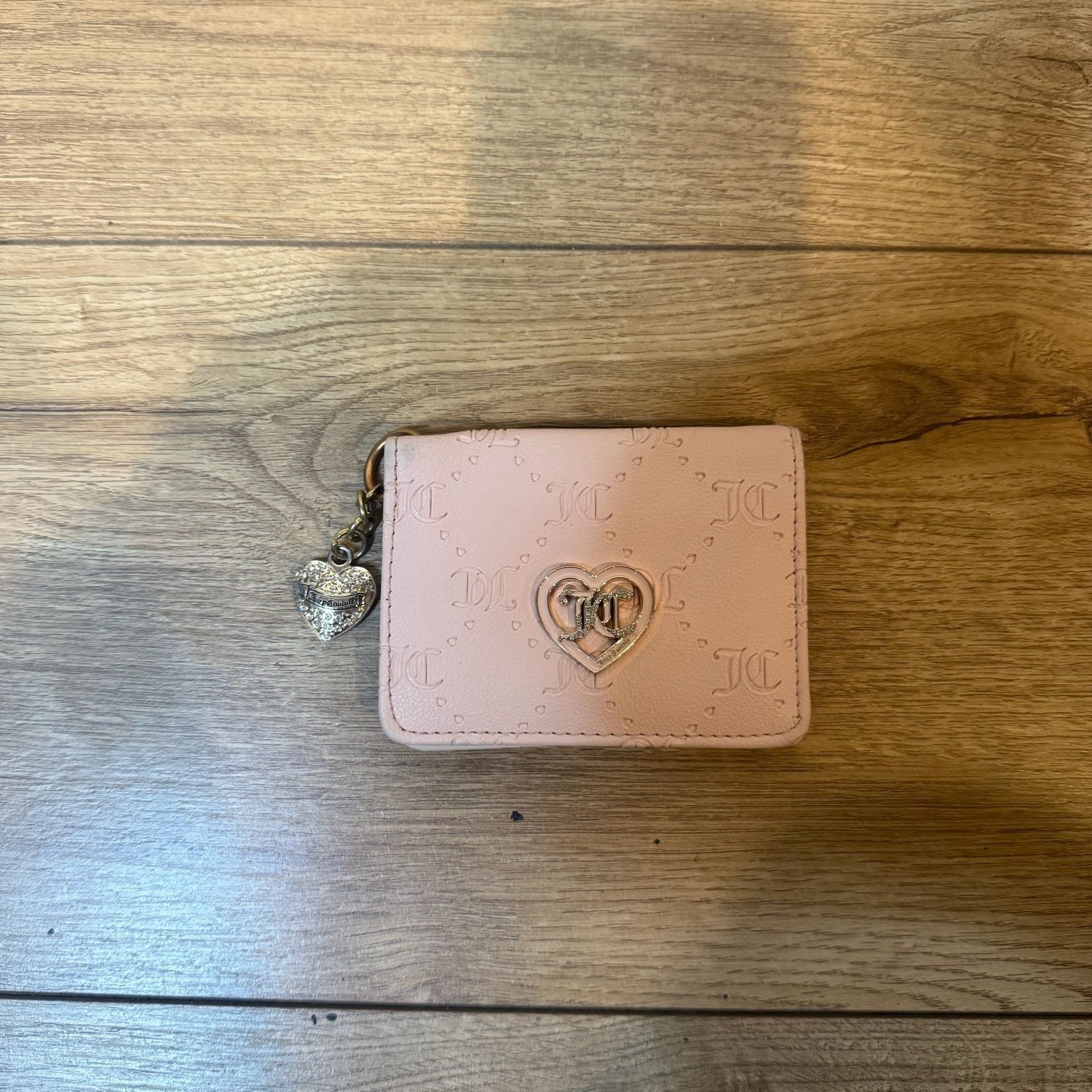 Juicy Couture Pink Monogram Heart Charm Card Holder Wallet 2