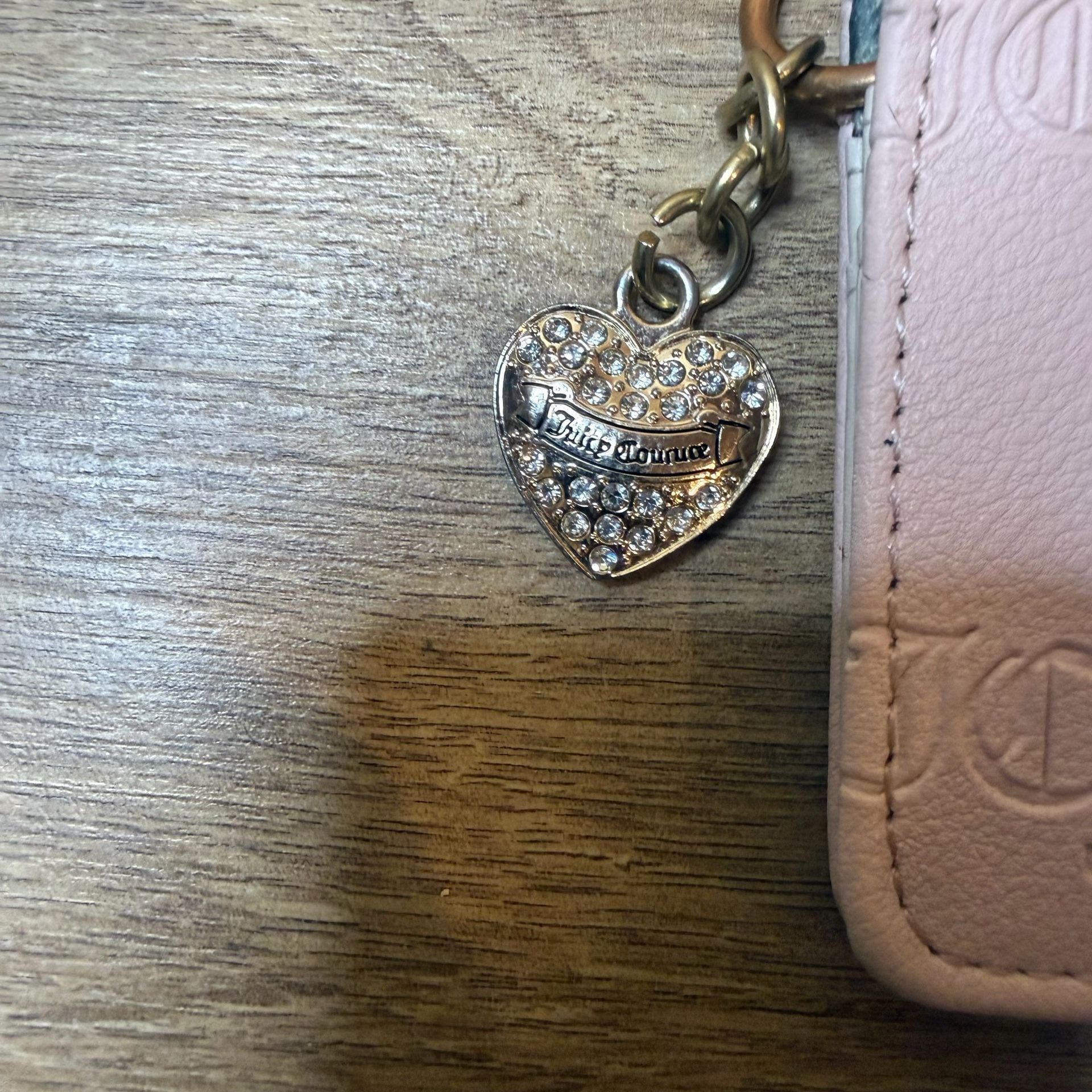 Juicy Couture Pink Monogram Heart Charm Card Holder Wallet 3