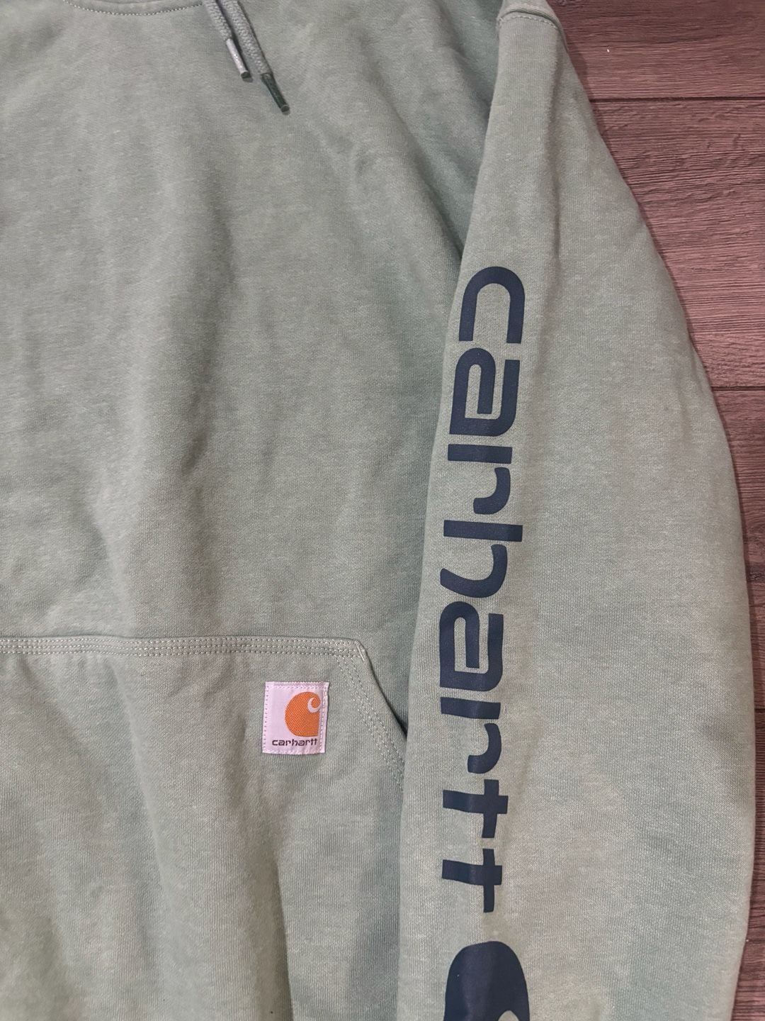 Carhartt Loose Fit Midweight Logo Sleeve Hoodie Size S Mint Green 3