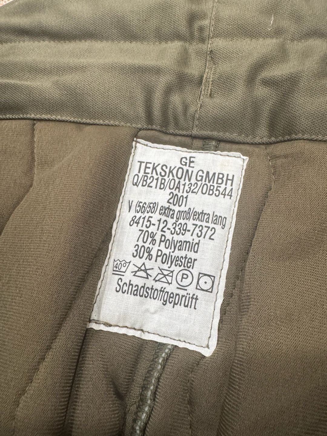 Vintage 2001 German Military Quilted Liner Pants Gorpcore Olive 56/58 XL 5