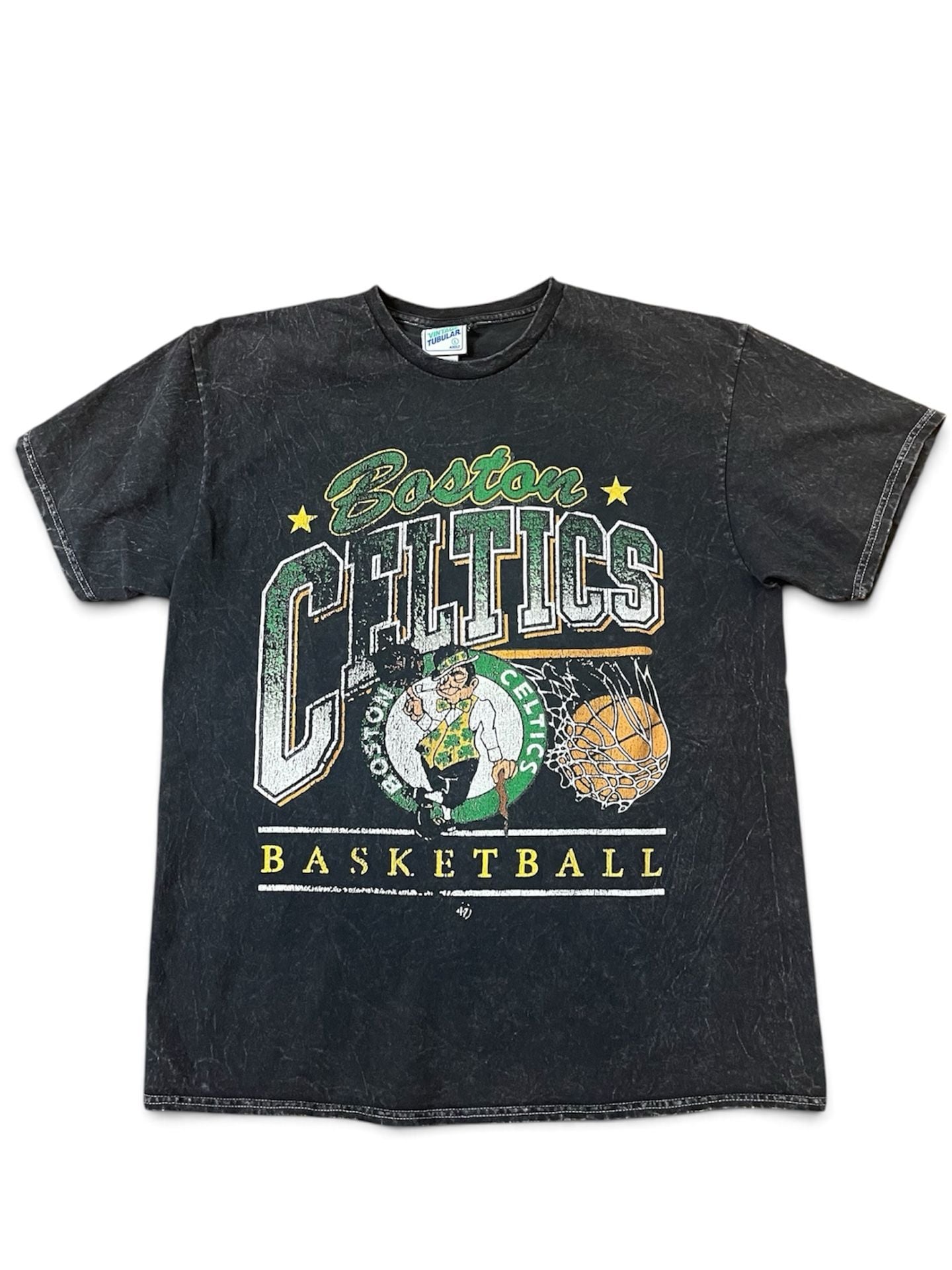 47 Brand Boston Celtics Vintage Tubular T-Shirt Size L Black 2
