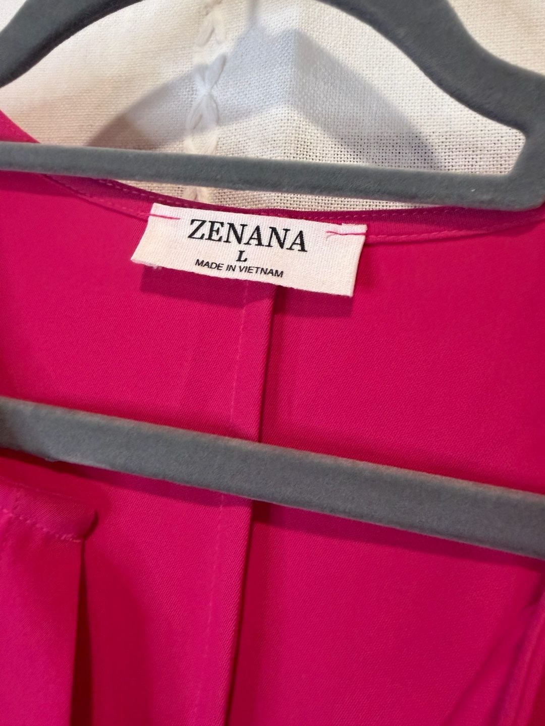 Zenana Women’s Large Hot Pink V-Neck Short Sleeve Blouse Tunic Top 4