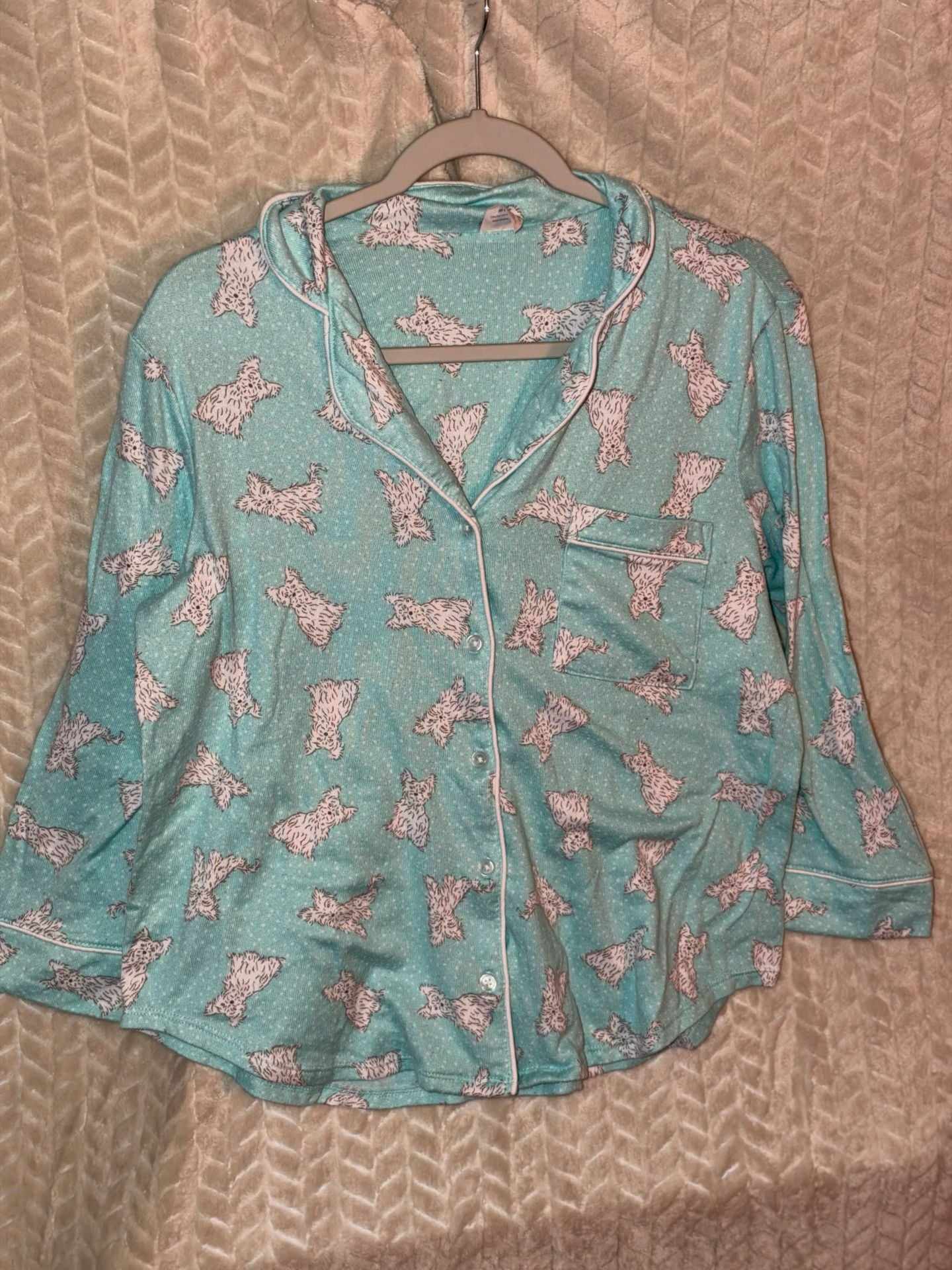 Secret Treasures Pajama Set Size M (8-10) Turquoise Dog Print 2