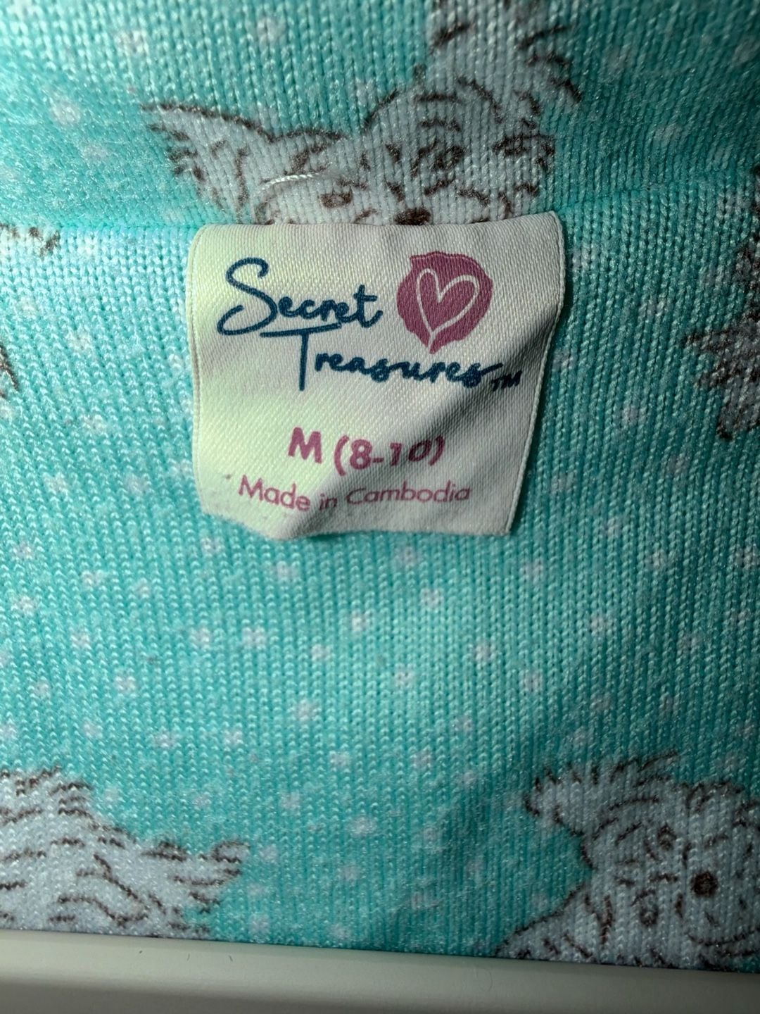 Secret Treasures Pajama Set Size M (8-10) Turquoise Dog Print 6