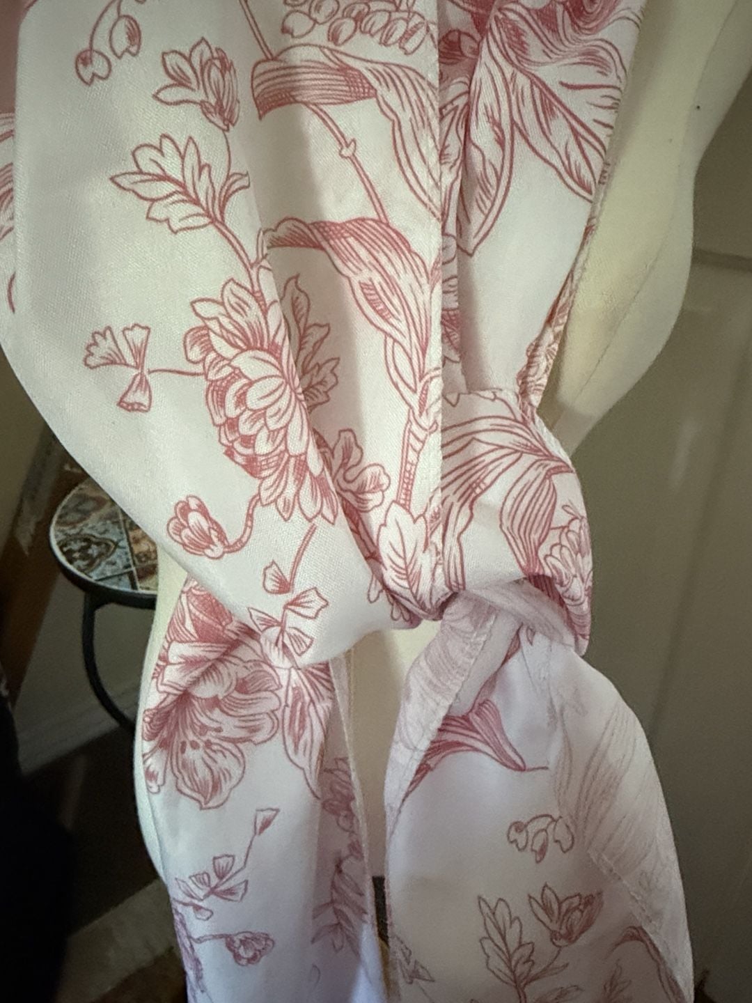 Pink Floral Toile Scarf Lightweight Long Botanical Print 4