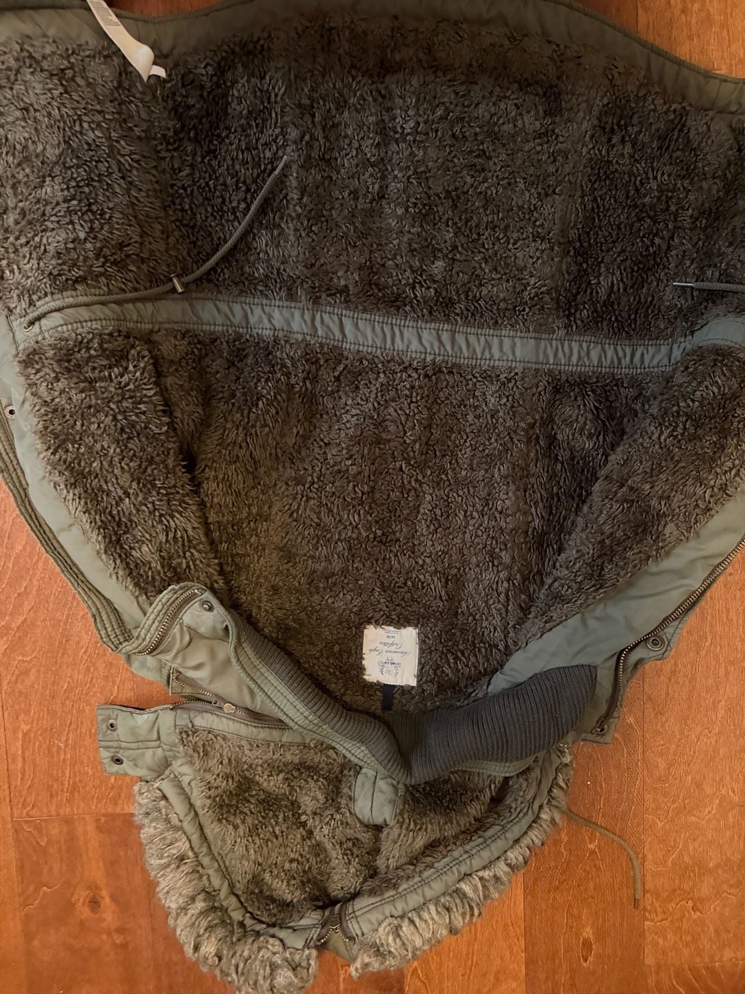 American Eagle Outfitters Utility Jacket Size M Olive Green Sherpa Lined 3