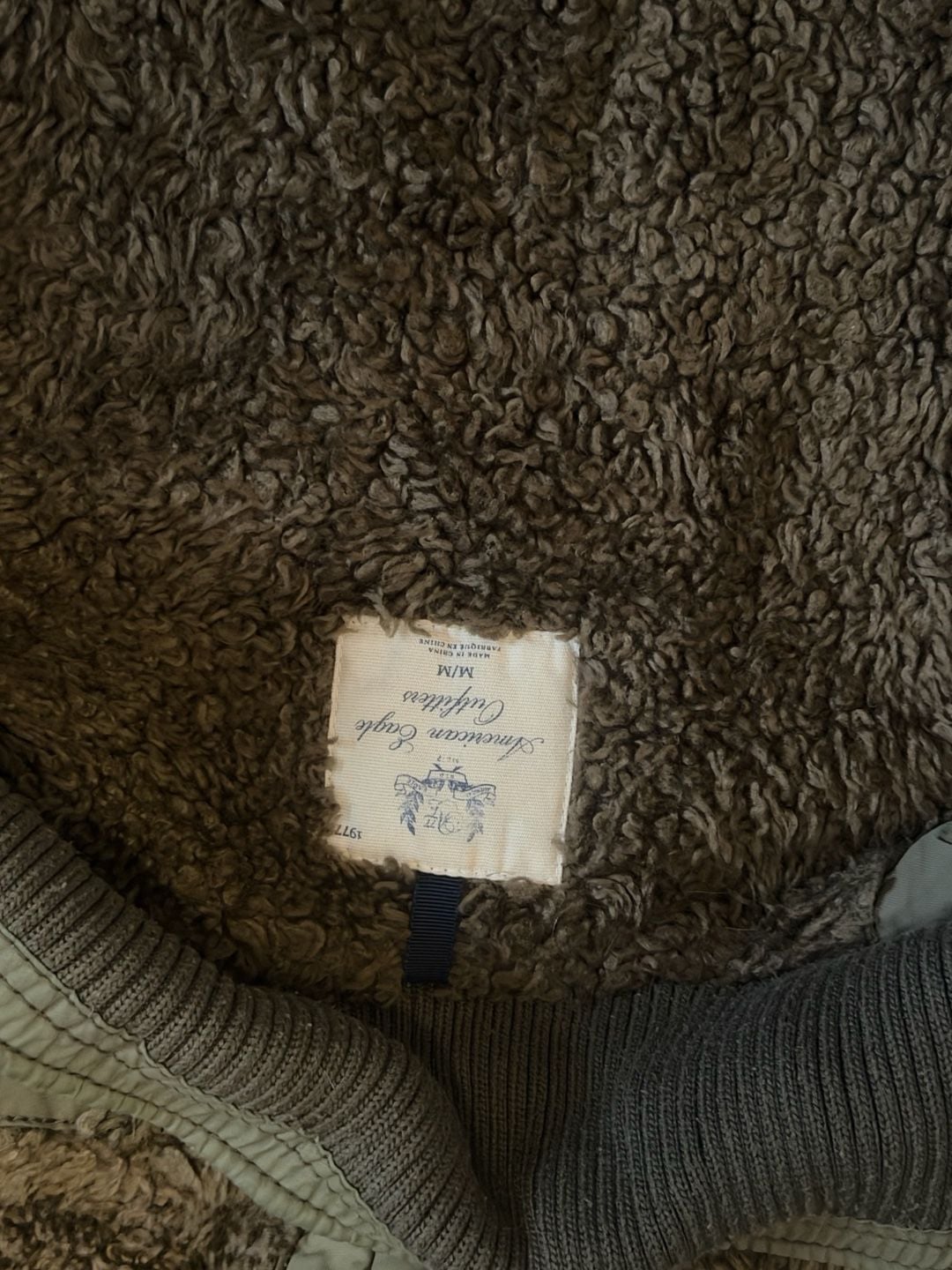 American Eagle Outfitters Utility Jacket Size M Olive Green Sherpa Lined 4
