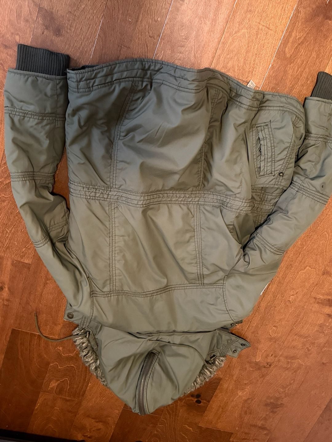 American Eagle Outfitters Utility Jacket Size M Olive Green Sherpa Lined 5