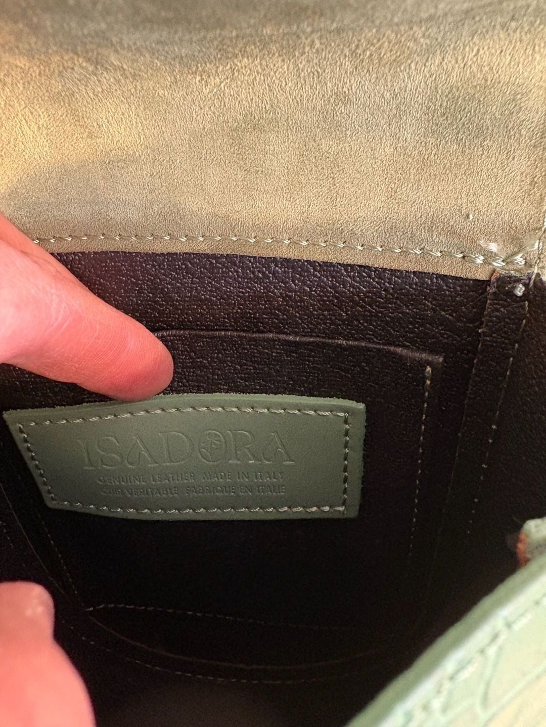 ISADORA Green Croc Embossed Italian Leather Crossbody Bag 5