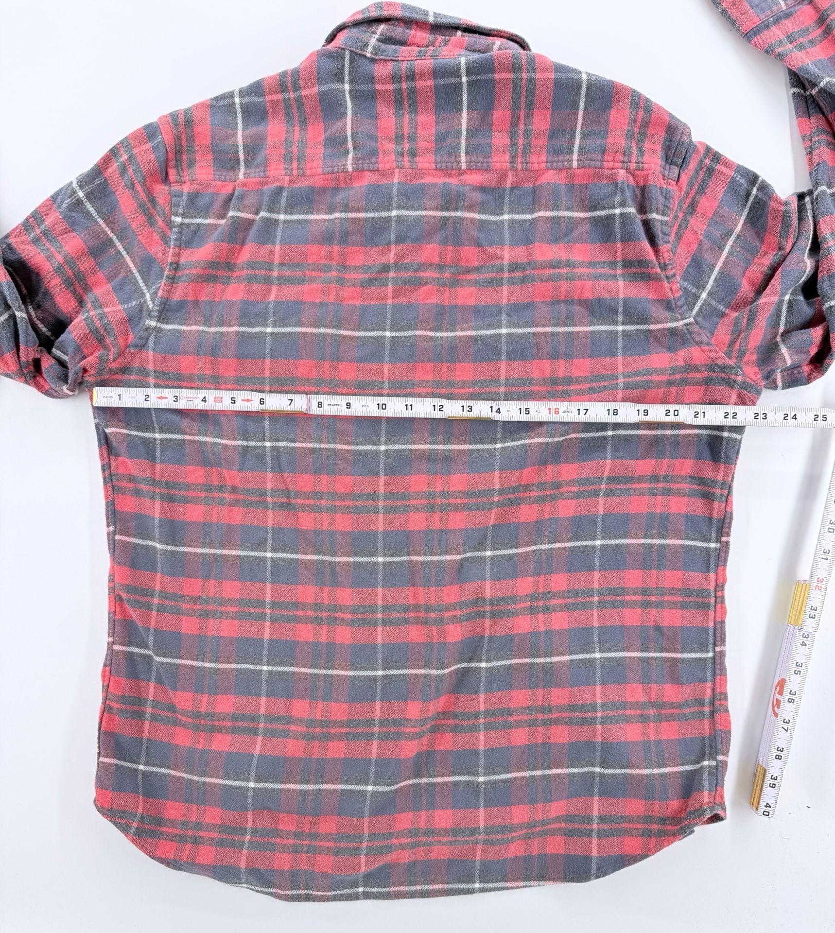 Faherty Brand Plaid Flannel Shirt Size L Red Navy Organic Cotton 4
